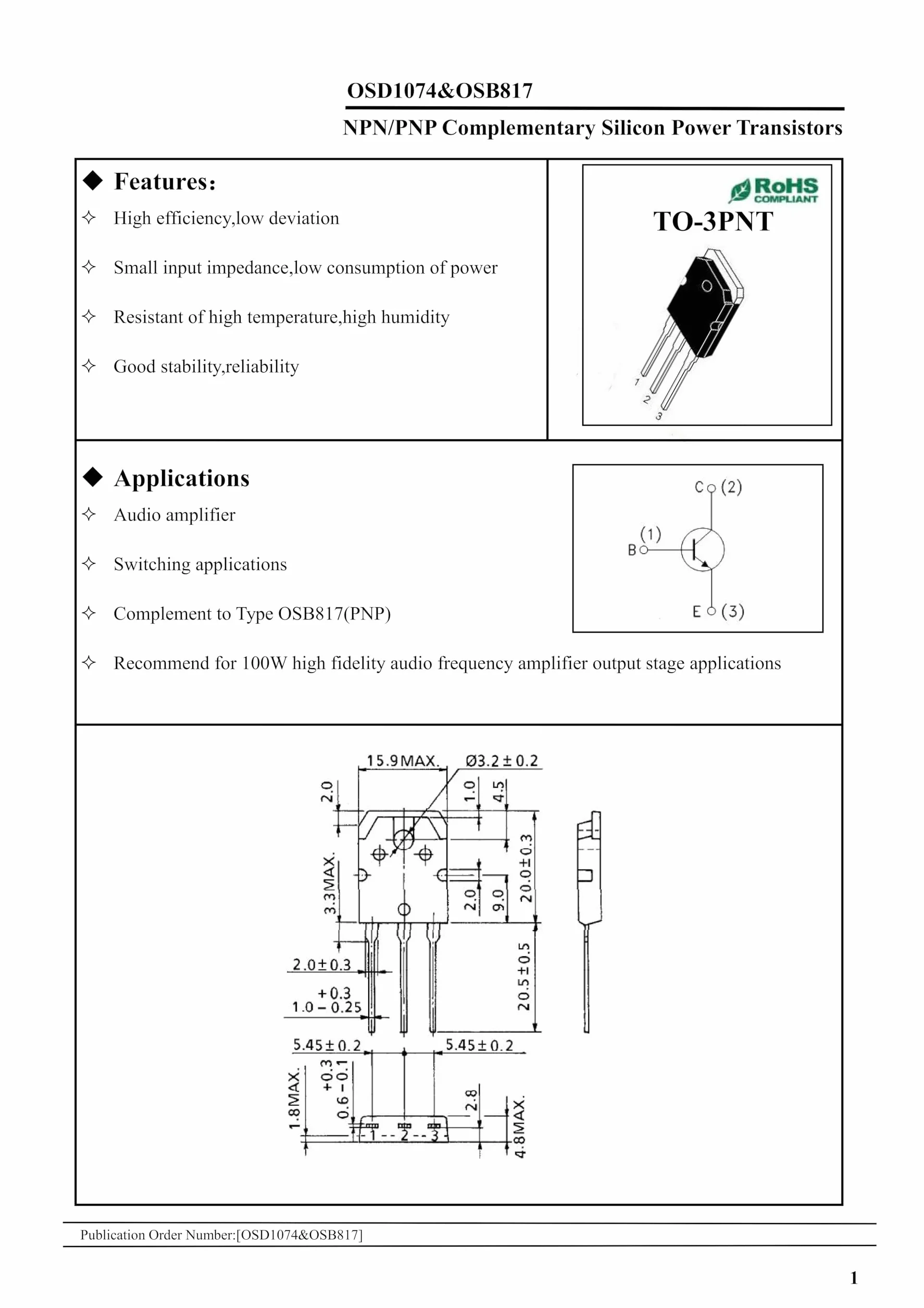 2 pary TTB817 (B817 KSB817) + TTD1047 (D1047 KSD1047) NPN PNP Silicon Power Transistor TO-3PN 120V 10A 100W hFE:80-160