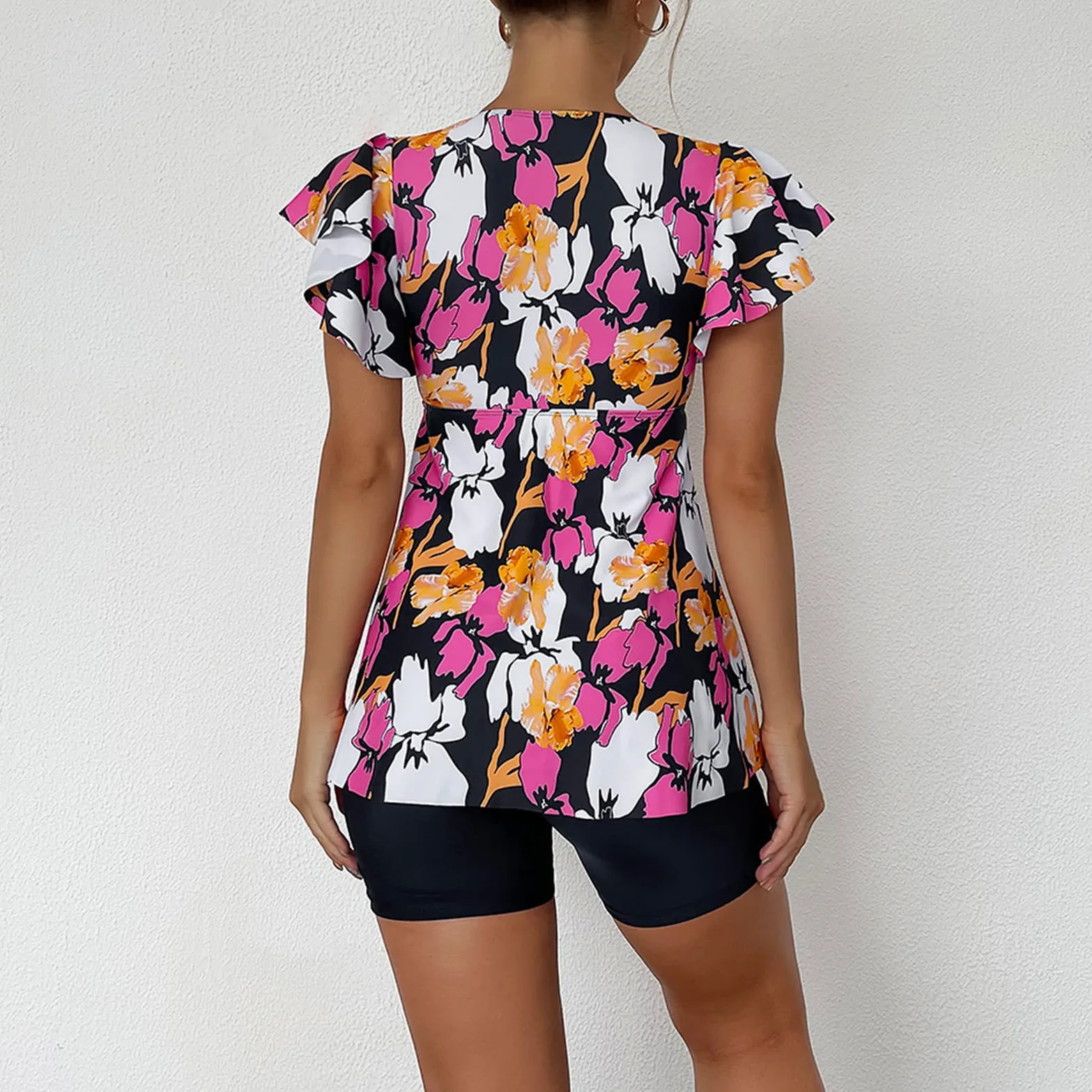 Dwuczęściowy Strój Kąpielowy z Nadrukiem Tankini Stroje Kąpielowe Wzburzyć Stylowe Dziewczęce (3XL)
