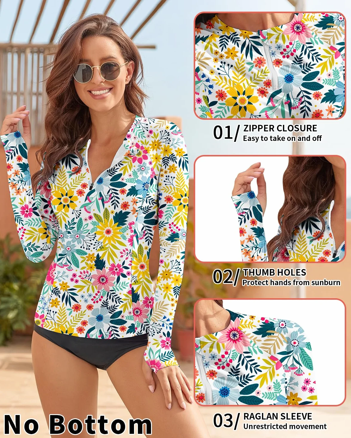WOWENY Damska koszulka do pływania z długim rękawem 1/4 Zip Rashguard ochrona przed słońcem