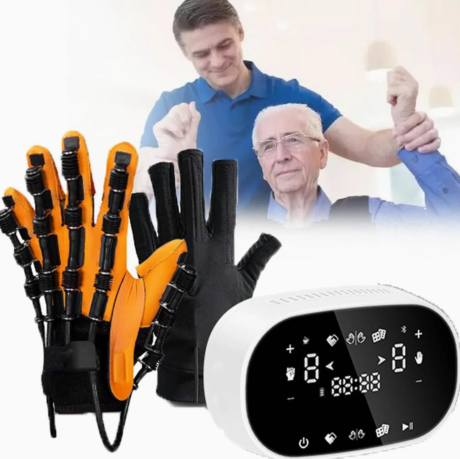 Rękawice do robotów rehabilitacyjnych, sprzęt do ćwiczeń palców i nadgarstków po udarach połowiczych, ochraniacze ortez korekcyjnych palców, pacjenci po udarze, oparzeniach dłoni (Right S)