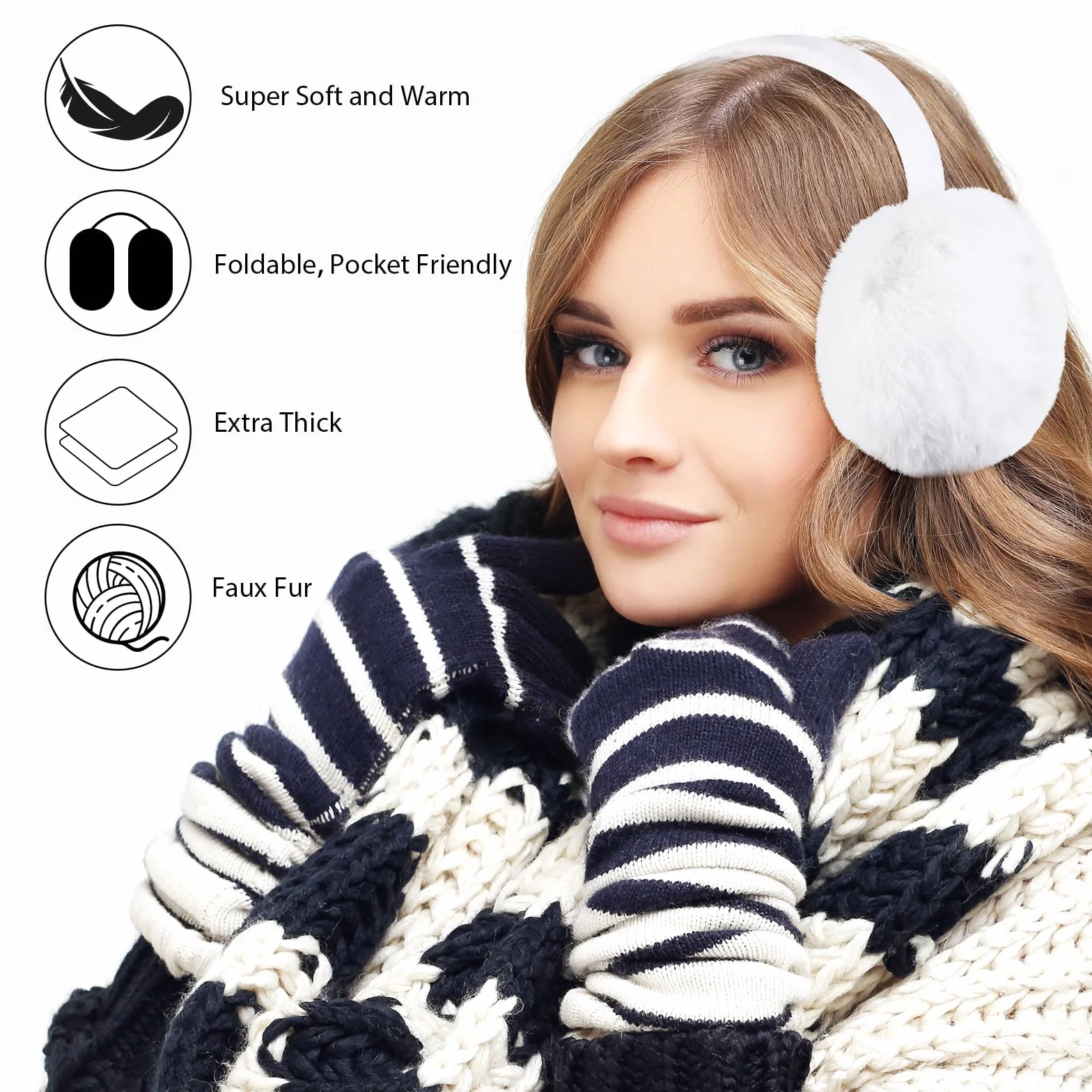 WLLHYF Zimowe Klasyczne Unisex Nauszniki Ze Sztucznego Futra - Ciepłe, Urocze, Składane, Miękkie i Zewnętrzne Dla Kobiet i Mężczyzn