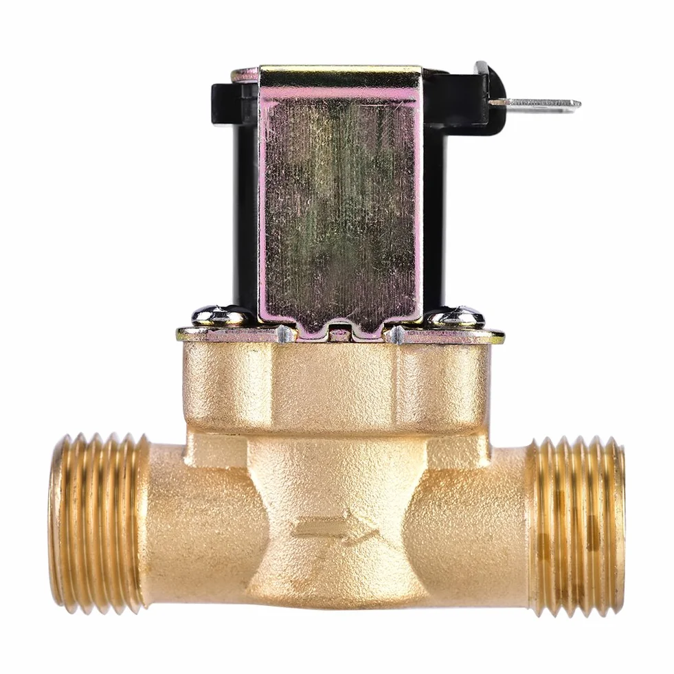 Mosiężny elektromagnetyczny zawór wodny 1/2", normalnie w pozycji zamkniętej, AC 220 V - do kontroli wody, ochrony przed korozją i zapewnienia trwałości