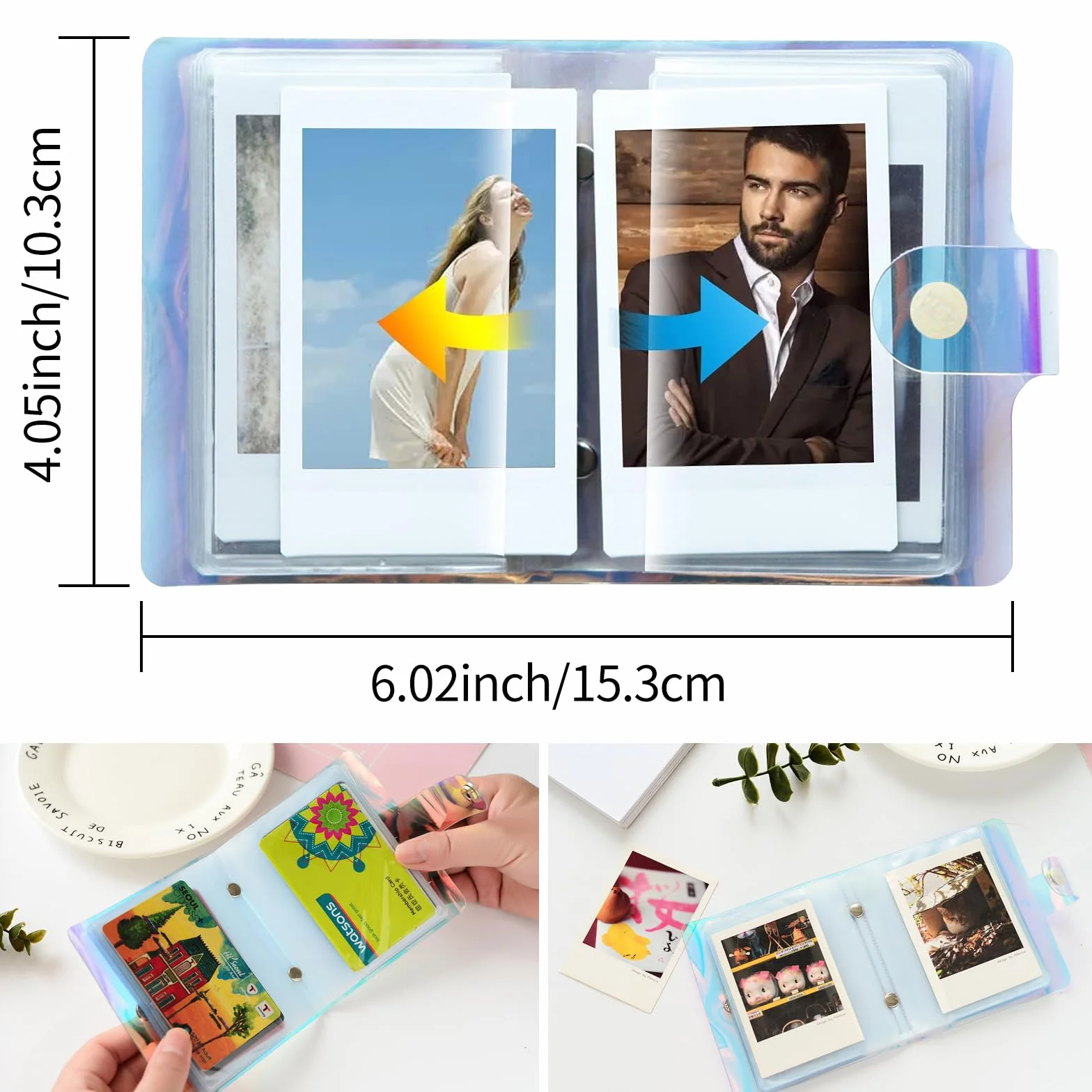 Mały album fotograficzny na zdjęcia o wielkości 7,6 cm, kompatybilny z Fujifilm Instax Mini, Polaroid Instax Mini/Kpop, album fotograficzny, mały, na duże zdjęcia 7,6 cm, kompatybilny z