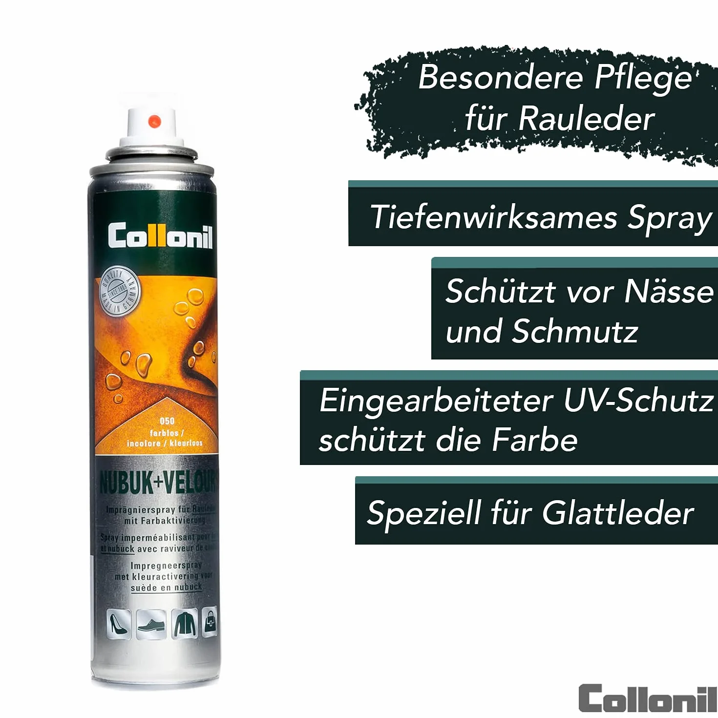 Collonil impregnacja butów, nubuk, welur, spray 200 ml, przezroczysty.