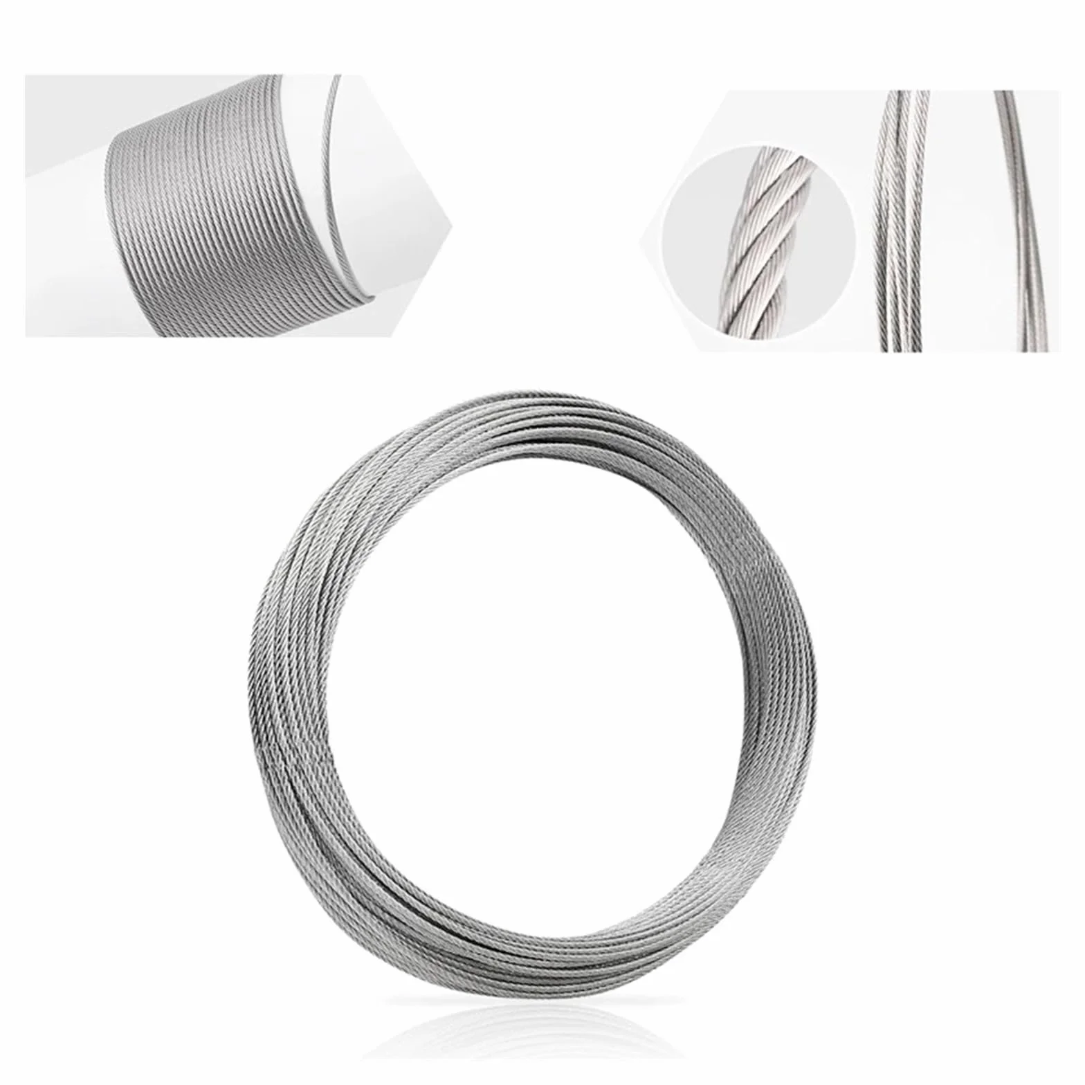 Stainless Steel Wire,Heavy Duty 10M/5M 0.5-3mm Diameter 7X7 Structure 304 Stainless Steel Wire Rope Thin Cable Softer Fishing Lifting Cable(0.5mmx10M)