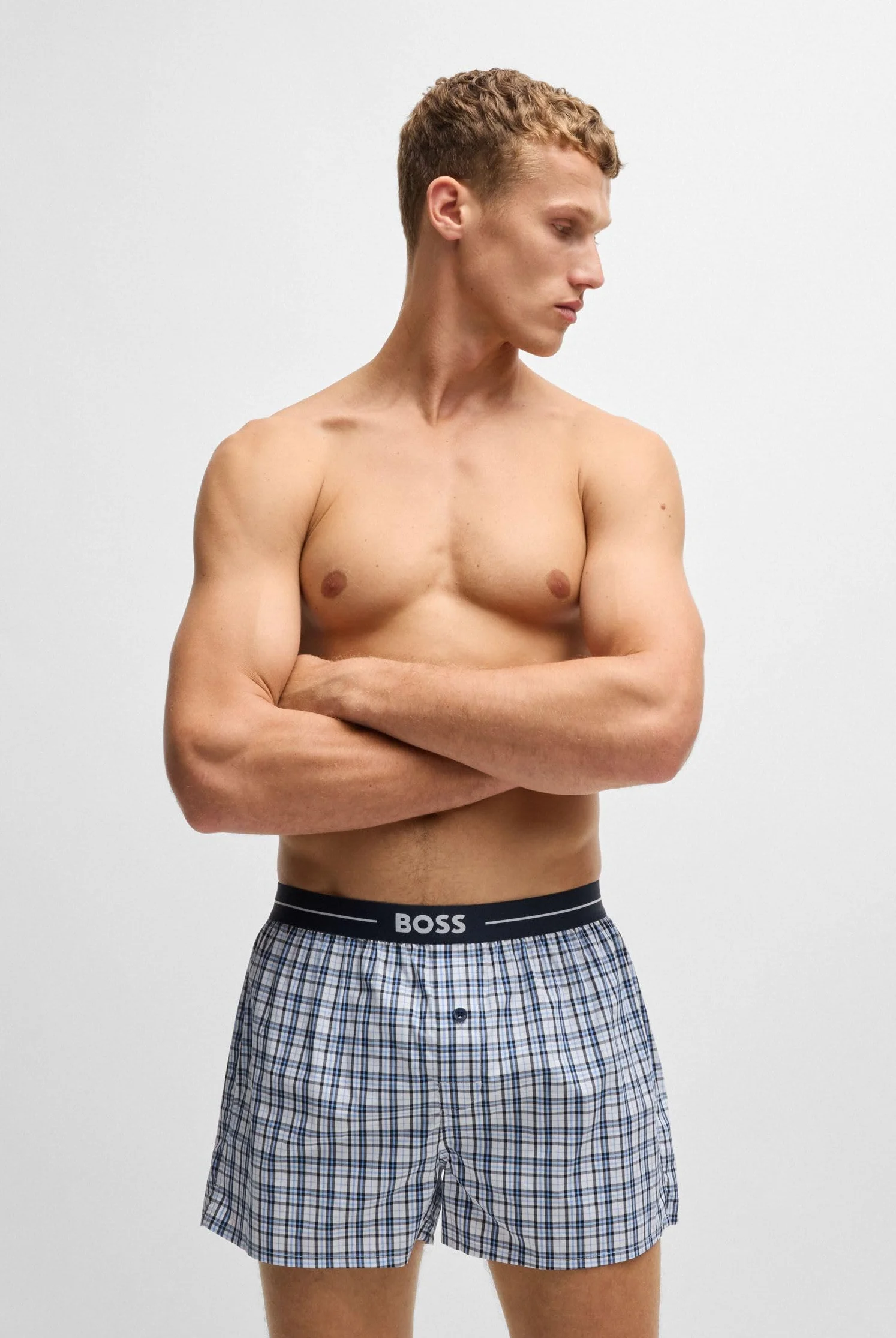 BOSS Męskie spodnie piżamowe 2P Boxer Shorts Dark Blue405 XL