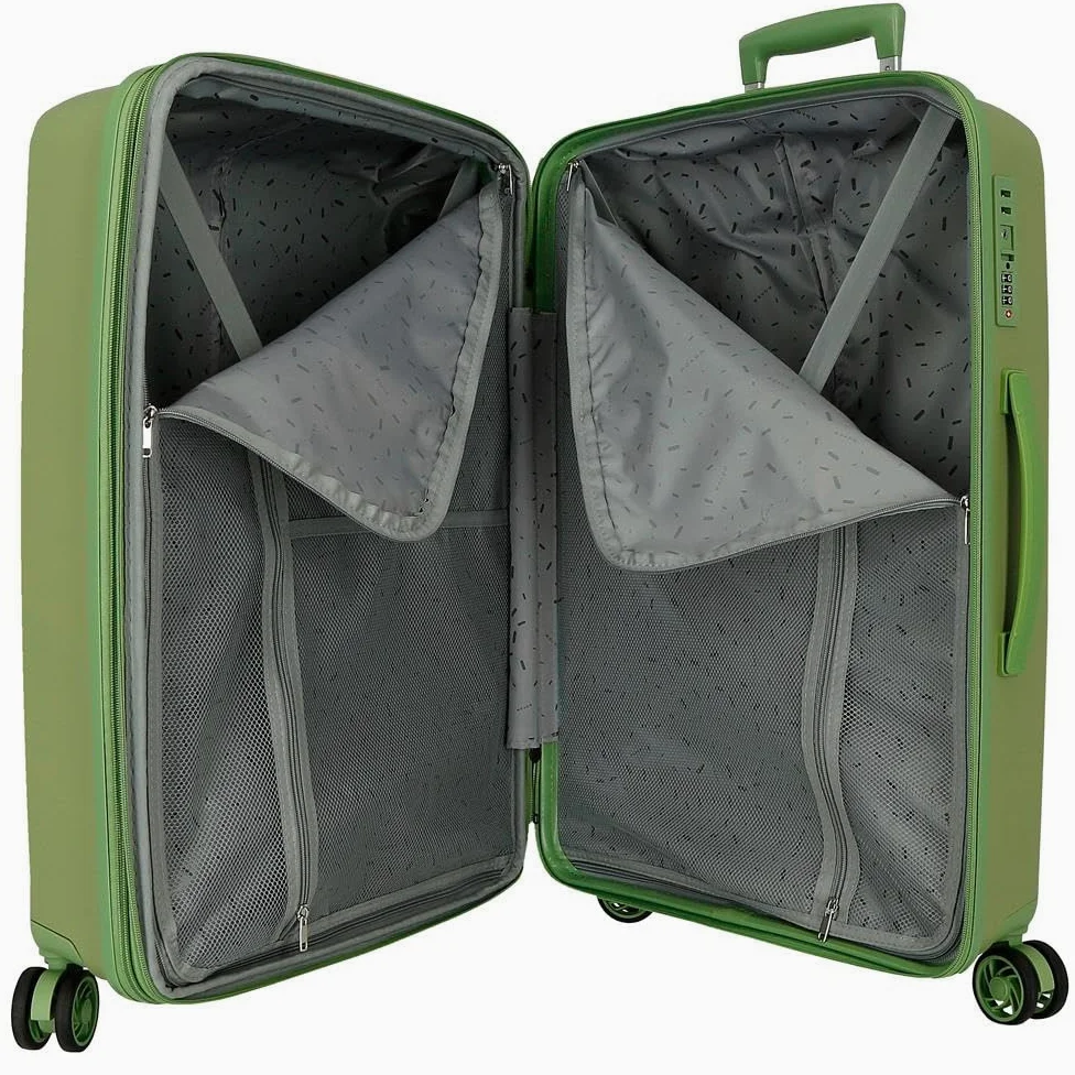 Movom Noon Zestaw walizek zielony 56/66 cm Twardy 2,8 kg Zamek TSA Polipropylen 2,8 kg 110,5 l Bagaż podręczny, Zielony, Talla única, Zestaw walizek
