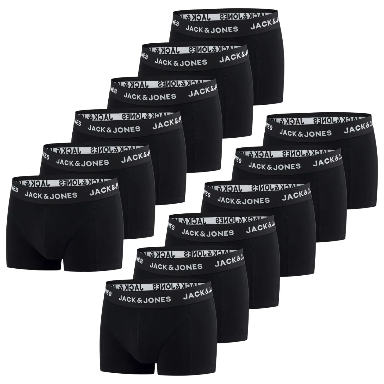 JACK & JONES Bokserki męskie, zestaw 12 sztuk, basic, bokserki, bielizna retro, bawełna, S, M, L, XL, XXL, 3XL, 4XL, 5XL, 6XL, 7XL, 8XL