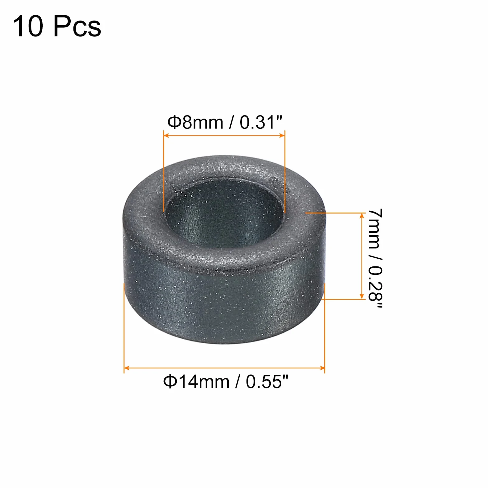 PATIKIL Rdzeń ferrytowy toroidalny 14 mm x 8 mm x 7 mm, 10 sztuk transformatora indukcyjnego cewki oringowej, czarny