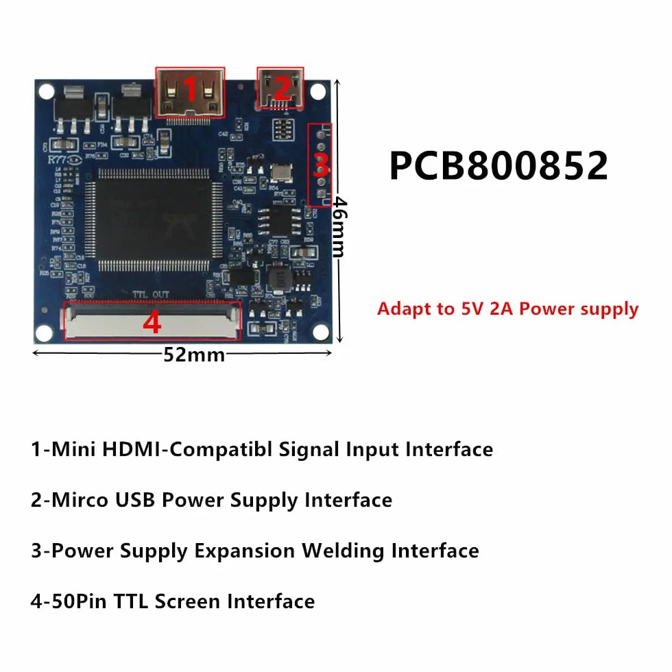 Uniwersalny wyświetlacz LCD 1024 x 600 cm (7") (1024 x 600 cm), uniwersalny wyświetlacz LCD, mini HDMI, płyta sterująca sterownikami Raspberry Pi PC, komputer stacjonarny, monitor drugi ekran.