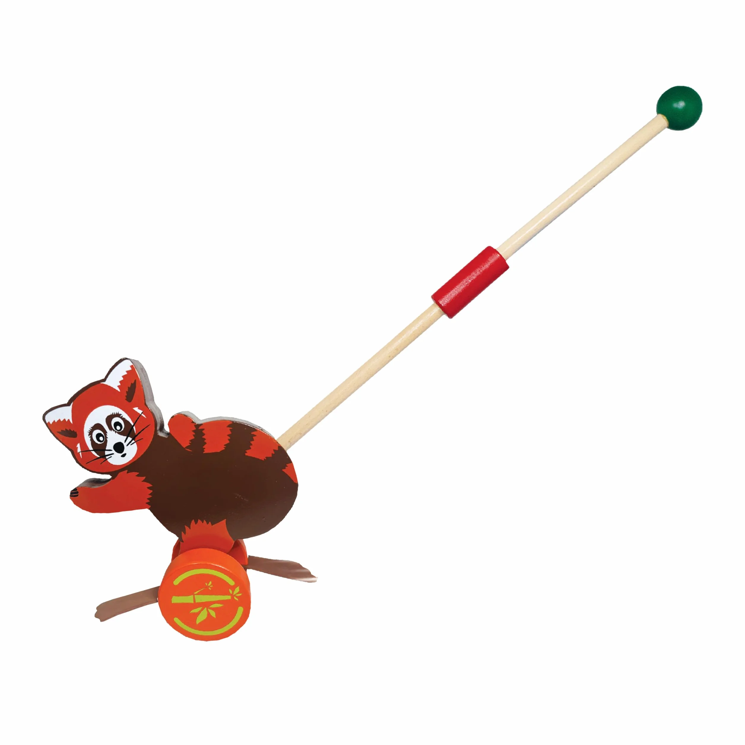 Push-A-Long Pets - Deluxebase Czerwona Panda Zabawki Push dla Dzieci Ekologiczne Drewniane Pchanie Ciągnięcie Duże Zabawki Wczesnego Rozwoju i Aktywności