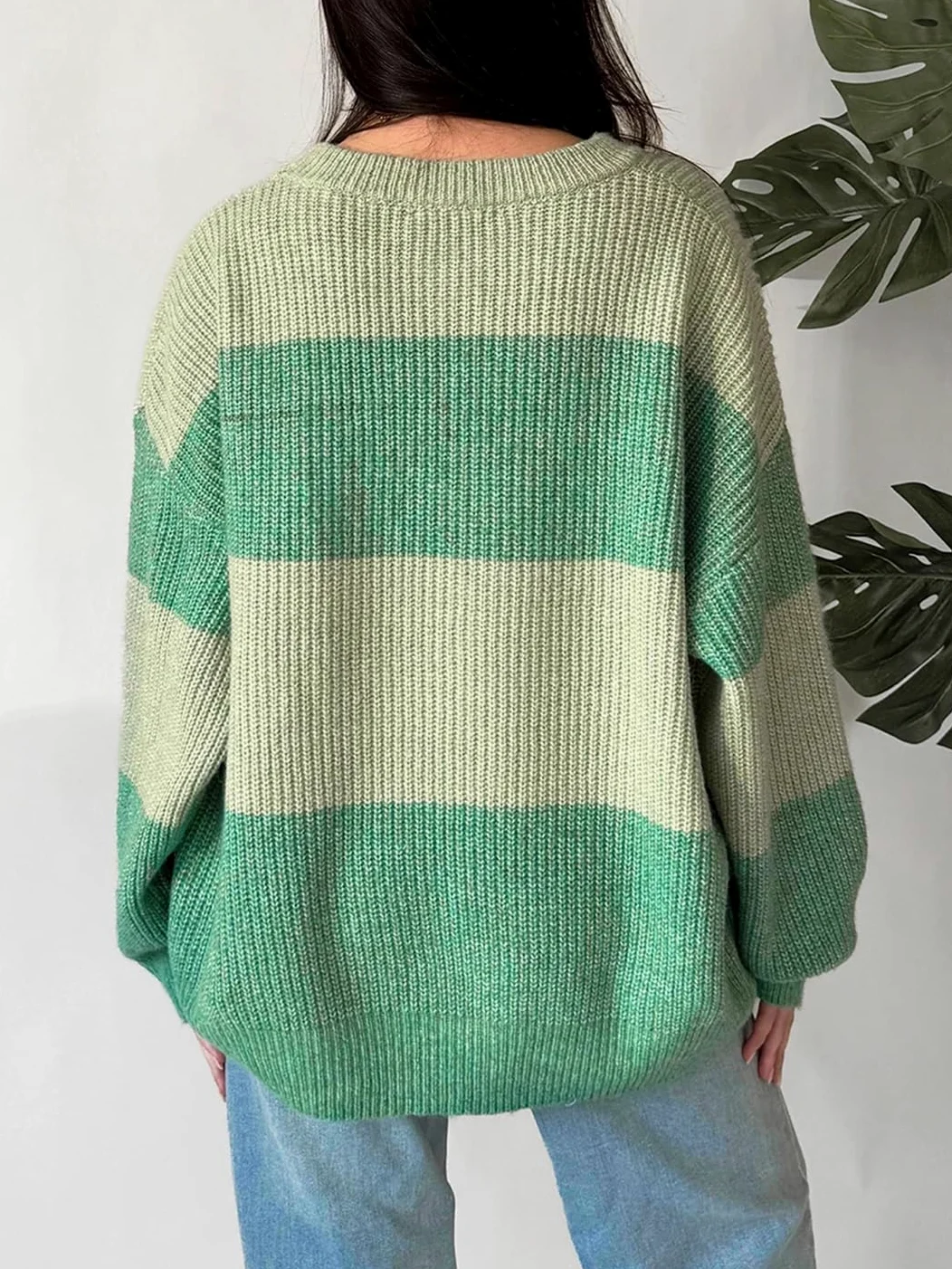 Damski sweter w jednolitym kolorze zimowy luźny długi rękaw modny dzianinowy S oversize sweter z prążkowanym okrągłym dekoltem