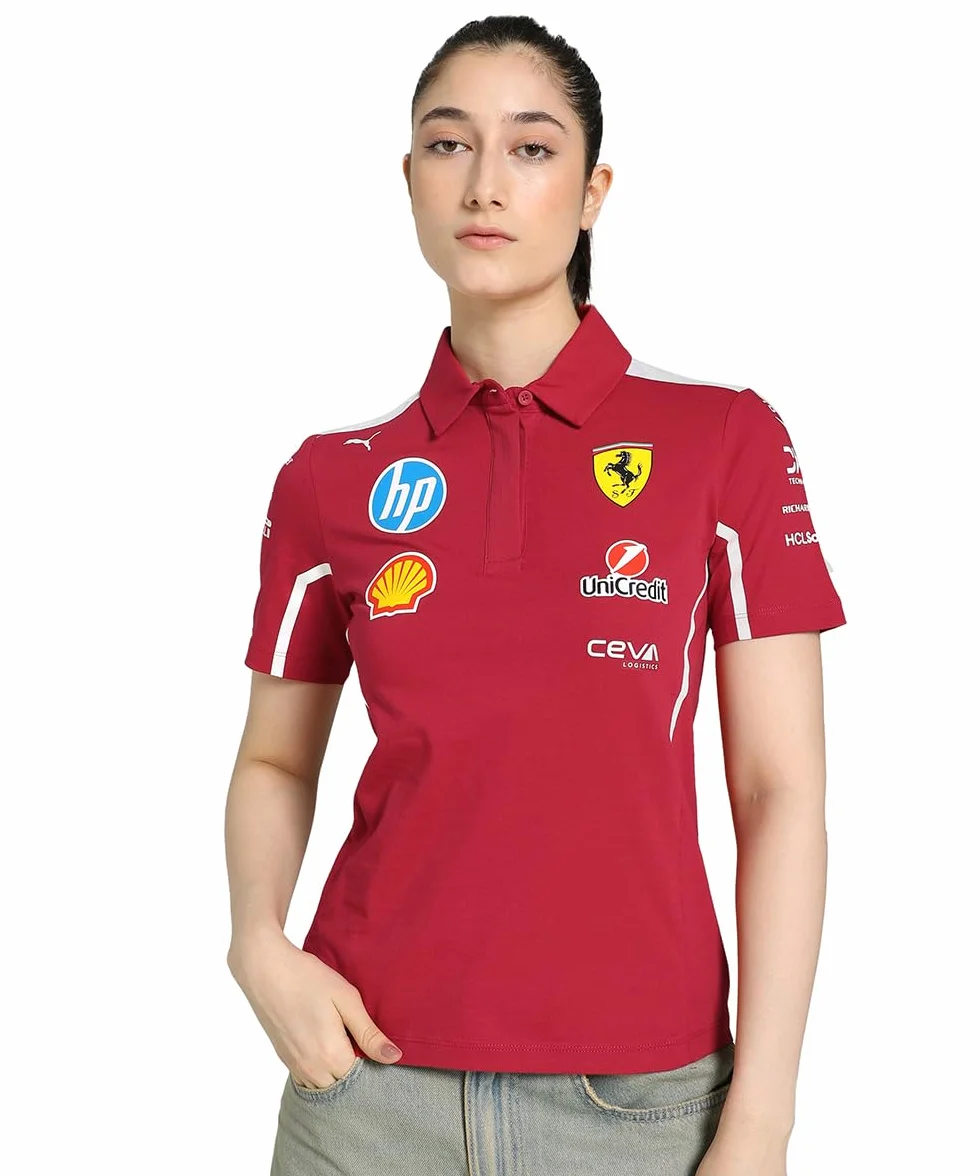 PUMA Scuderia Ferrari F1 2025 damska koszulka polo drużynowa - czerwona
