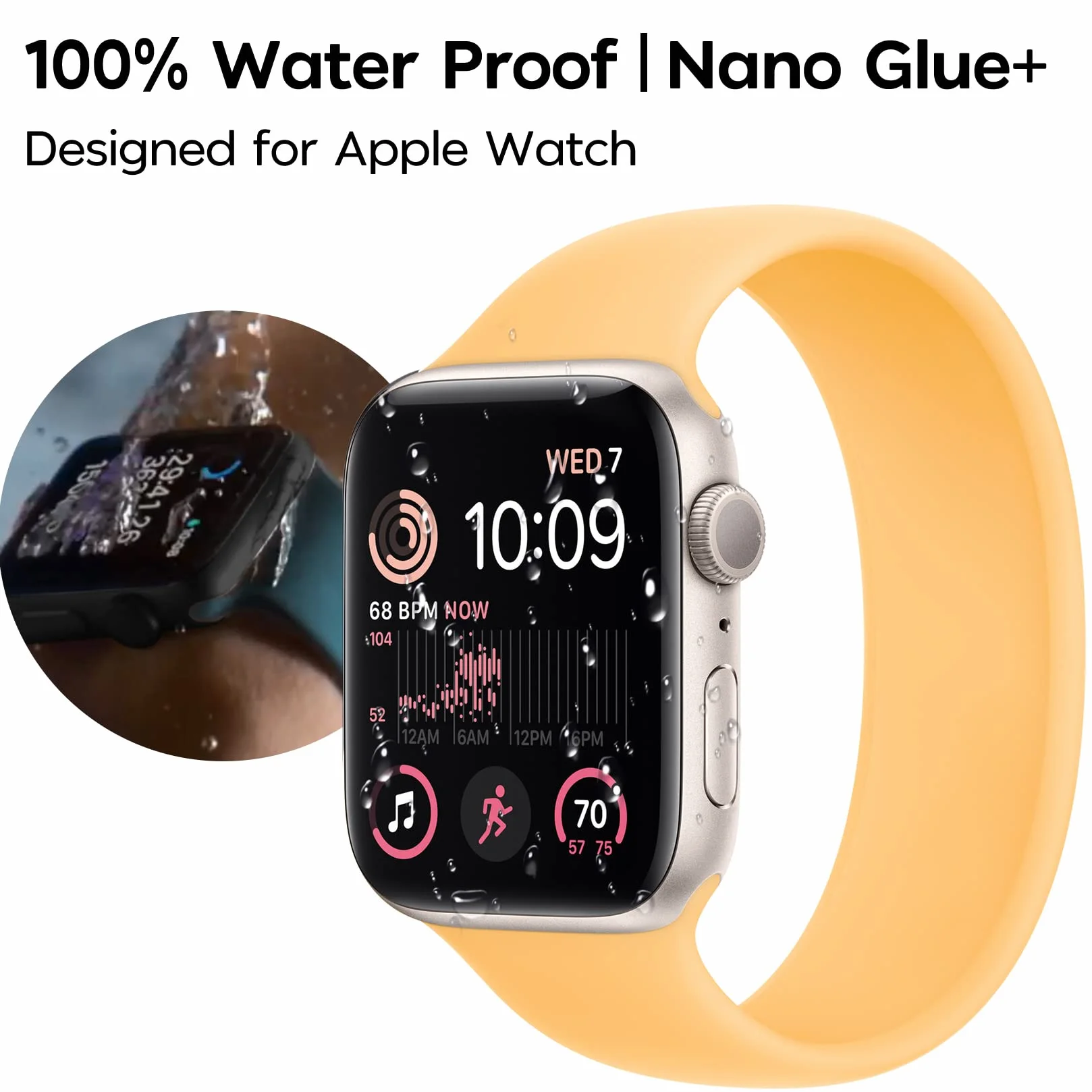 Mowei ochraniacz ekranu 44 mm do Apple Watch Series SE/4/5/6, szkło hartowane 3D 9H, pełne pokrycie bez pęcherzyków, wodoodporna osłona Infinite HD, 3-pak (2022)