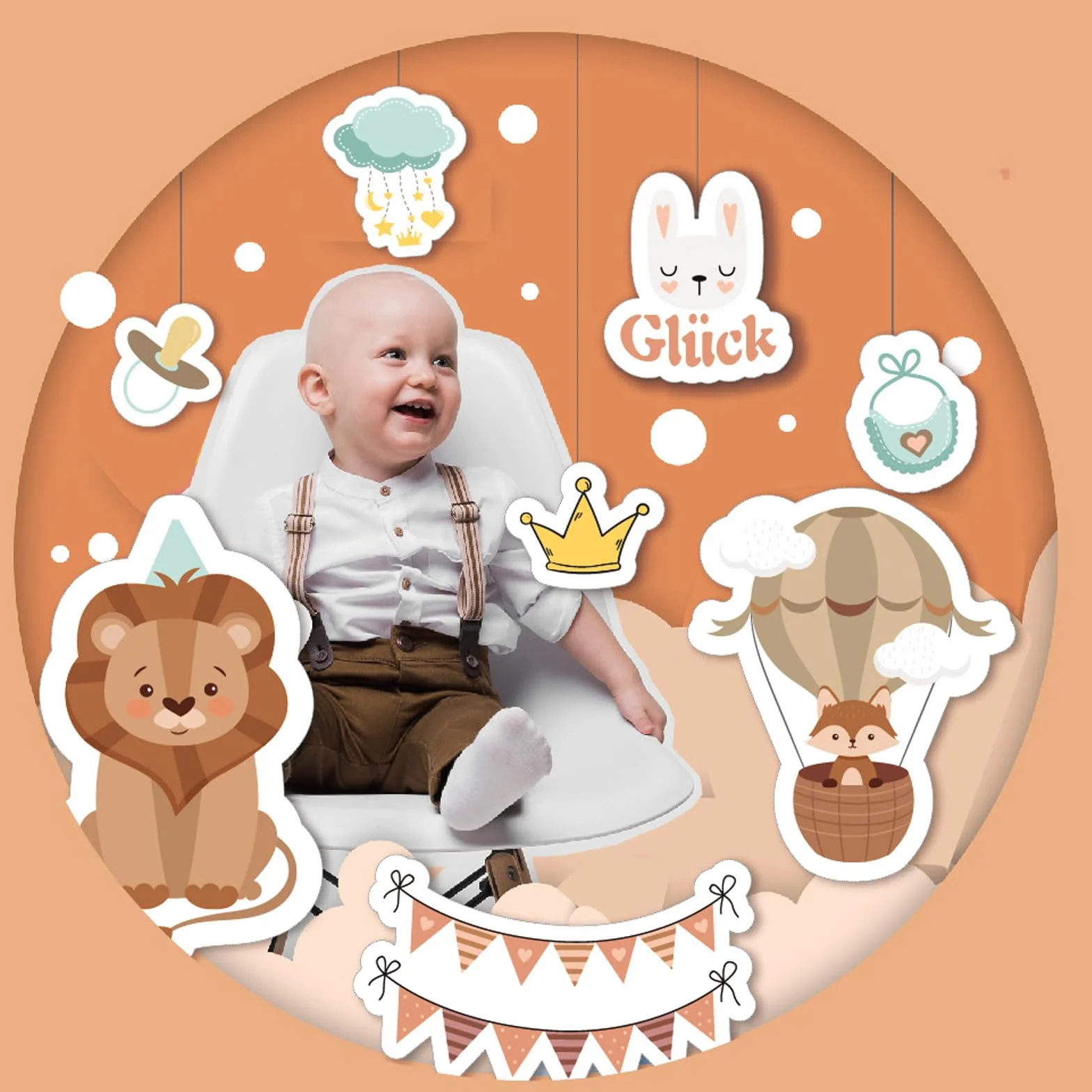 4 naklejki na album dla niemowląt, 212 naklejek, naklejki dla dzieci i niemowląt, 8 arkuszy DIN A4, "zrób to sam", naklejki do scrapbookingu, naklejki dla niemowląt (brązowe)