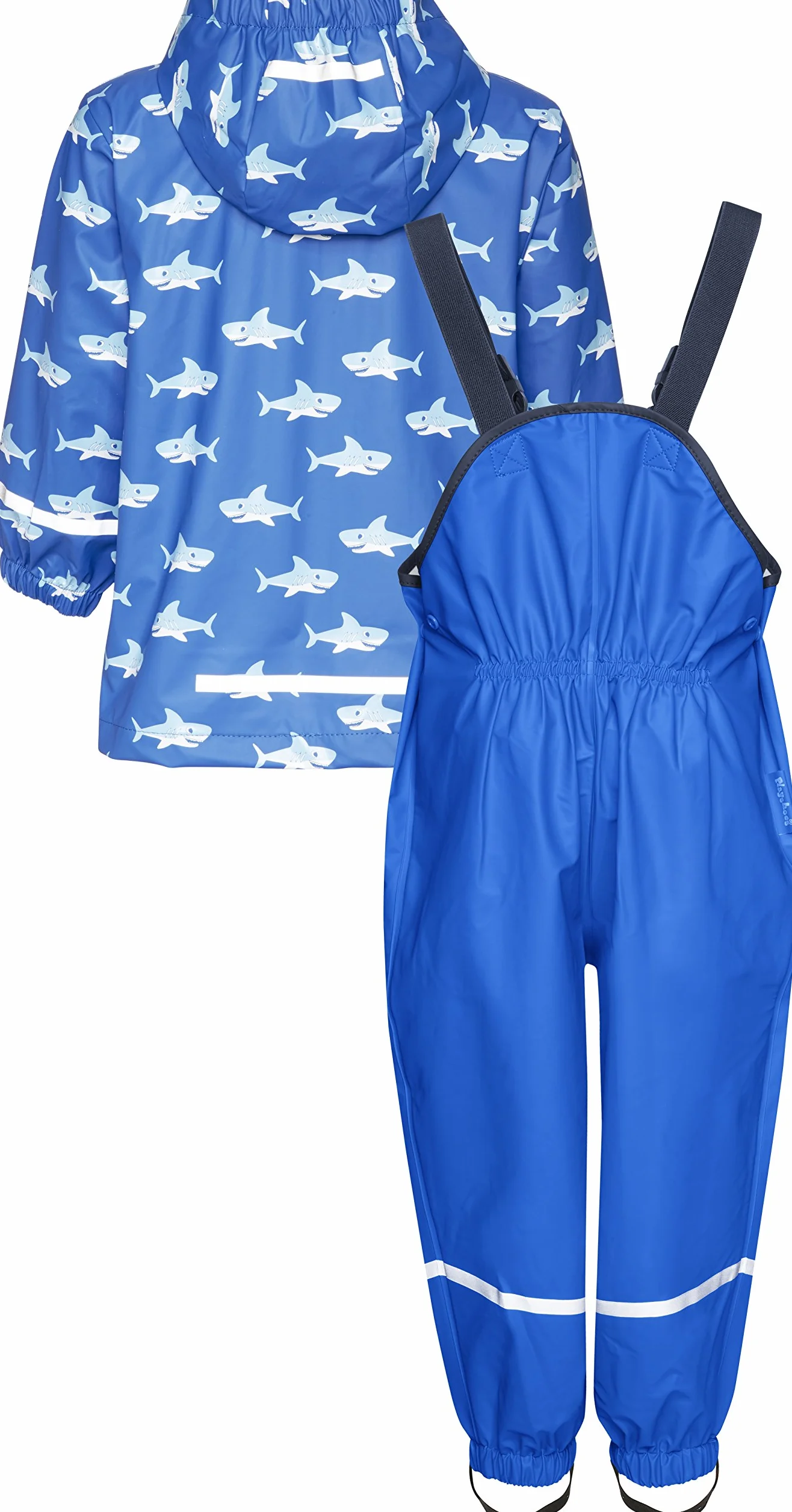 Playshoes Chłopięcy Hai Allover Zestaw Przeciwdeszczowy, Niebieski, 116 cm