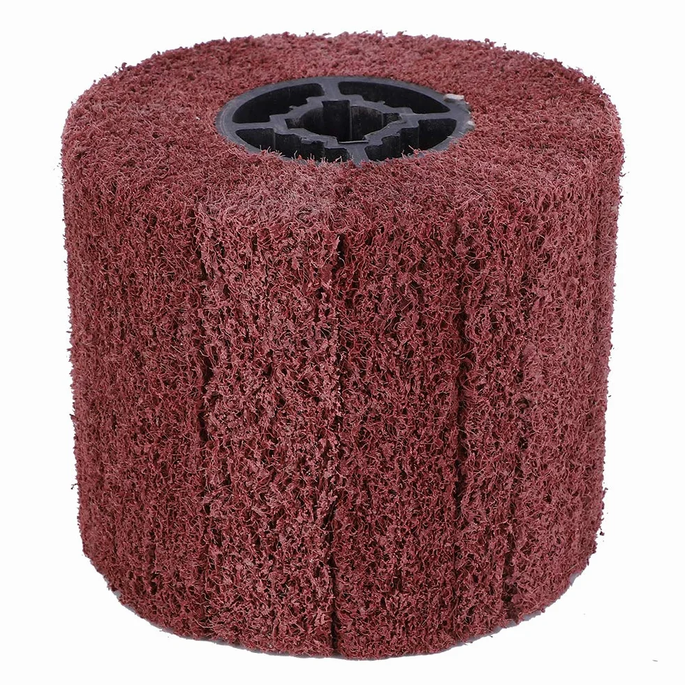 120x100x19mm Ścierne koło do ciągnienia, do ciągnienia drutu Szczotka bębnowa Polerowanie krzyżowe Gumowe rdzeń Polerowanie Koło buforowe do czyszczenia i usuwania zgorzeliny(180 grit)