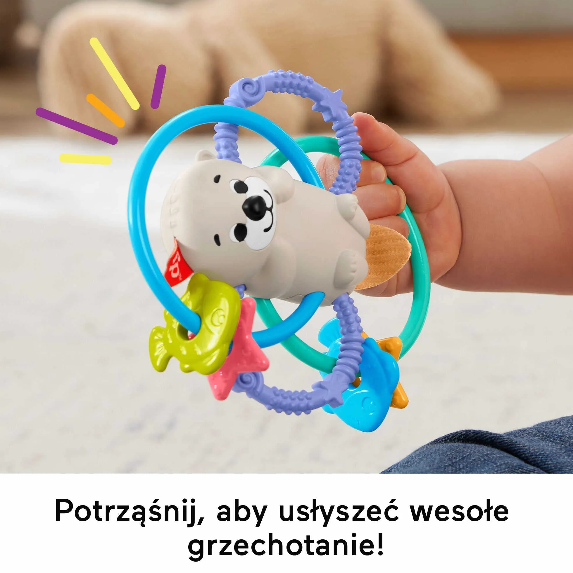 Fisher-Price Wyderka Zakręcony gryzaczek bez bisfenolu A, z elastycznymi krążkami, zabawka dla niemowląt, HJW12