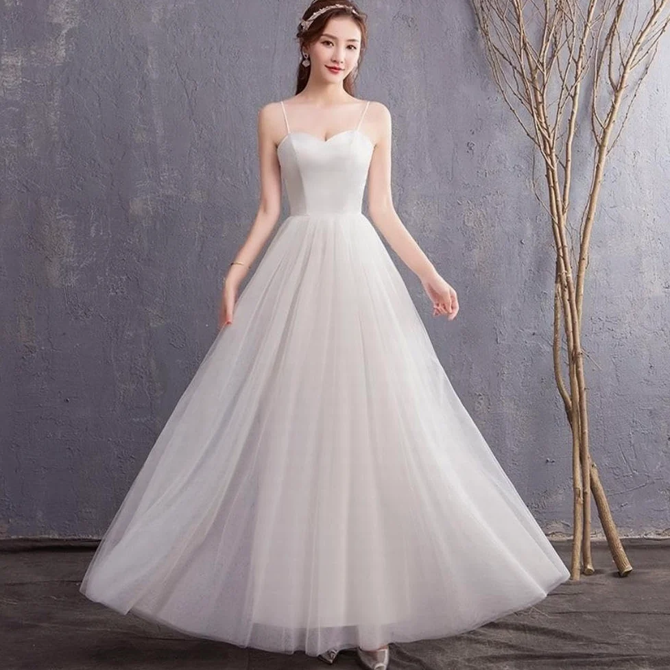 Moda ślubna Suknia ślubna w stylu europejskim Suknia damska prosta, slingowa, rękodzieło Elegancka sukienka damska Zabawna sukienka męska, biała-12, biała-12,White-12