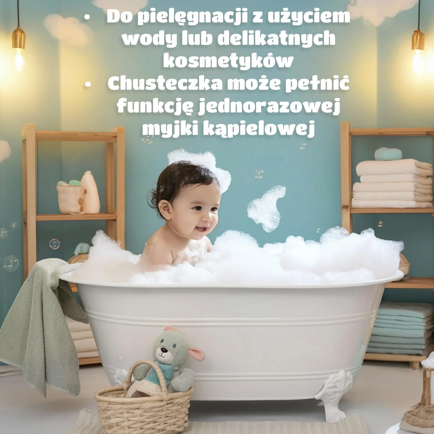 Kindii Pure&Dry Suche Chusteczki dla niemowląt - Baby Essentials - Jednorazowy ręcznik do twarzy - Chusteczki dla niemowląt luzem - Akcesoria dla niemowląt - Wielofunkcyjne - 100% bawełna - 20 x 20 cm