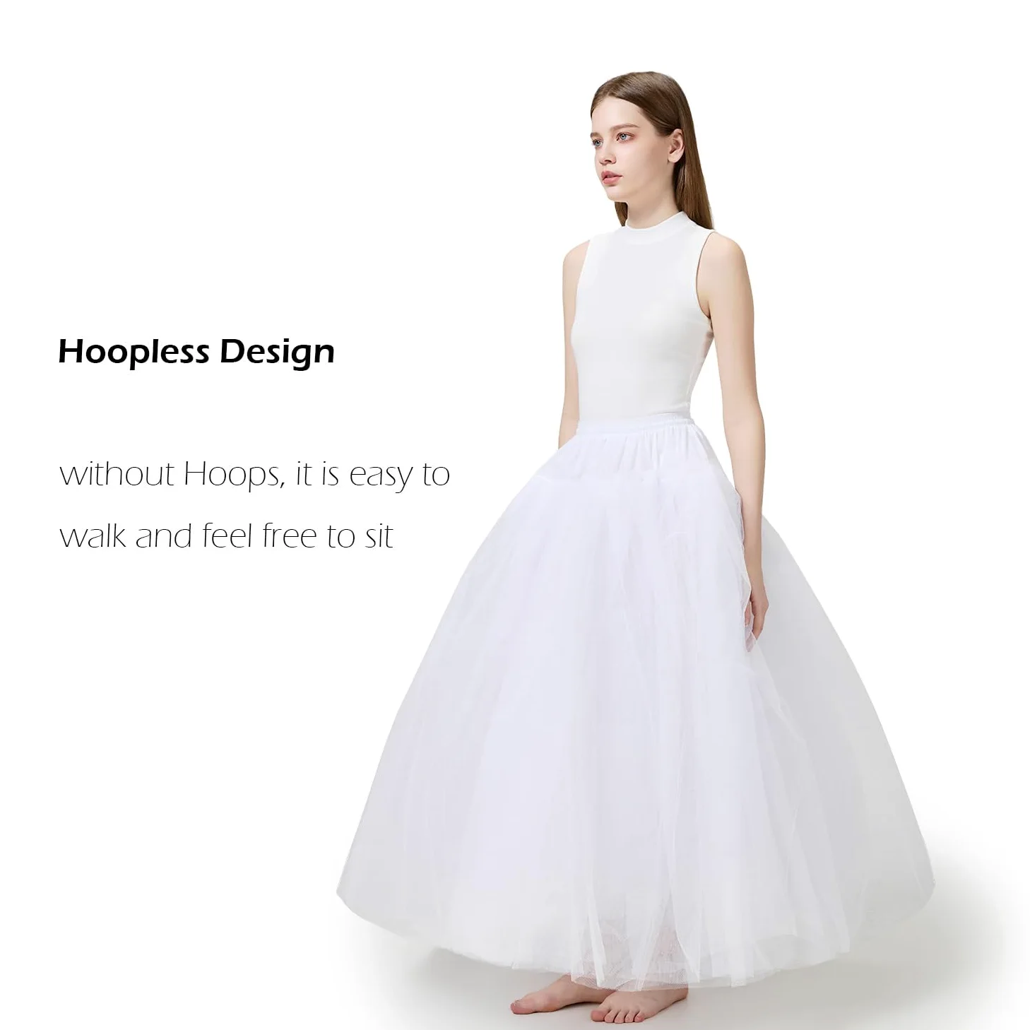Aprildress Damska Halka Petticoat bez obręczy Krynolina pod spódnica do sukni ślubnych PL-PPT026