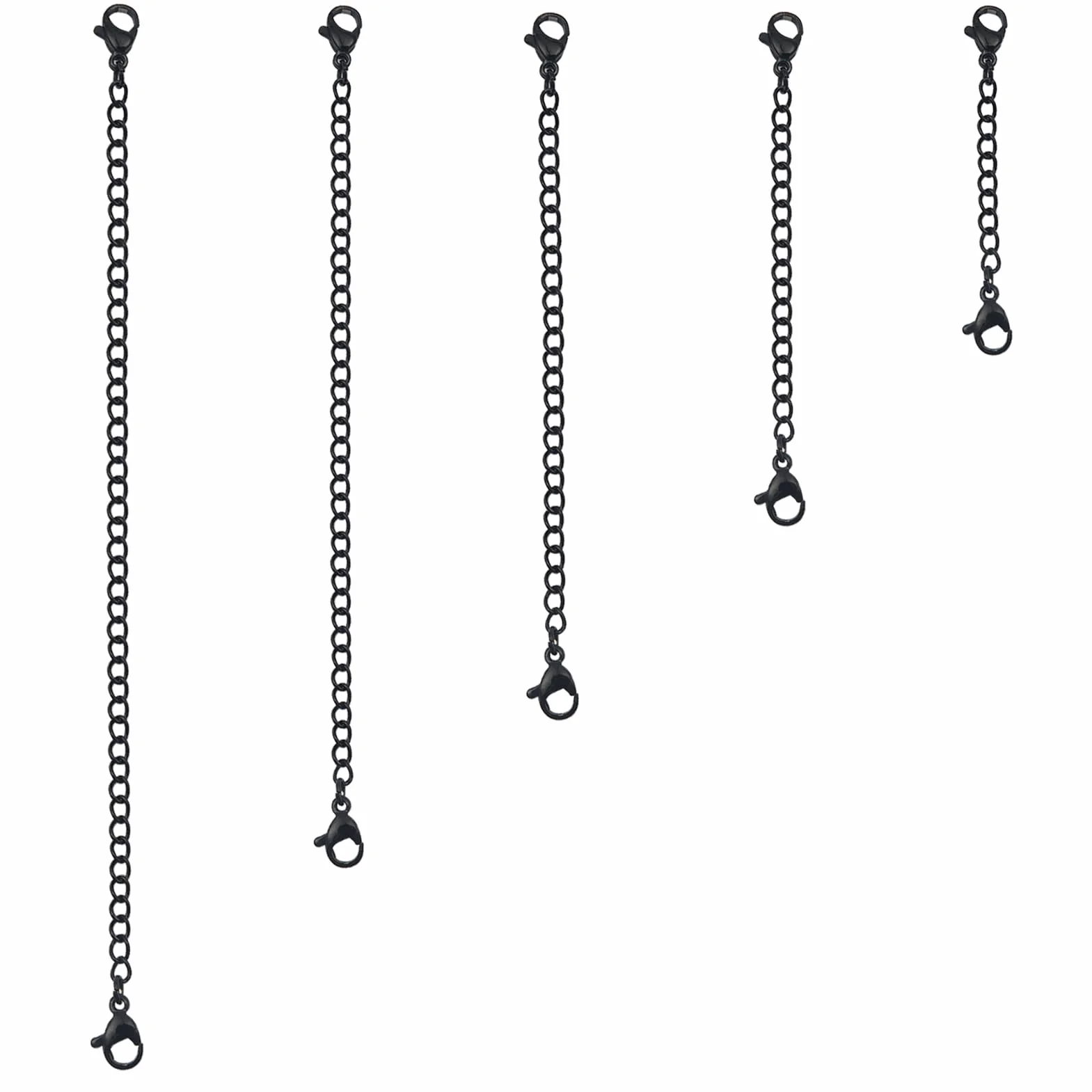 Przedłużenie łańcucha ze stali nierdzewnej czarny 5 rozmiarów 5-15 cm do naszyjników bransoletek DIY