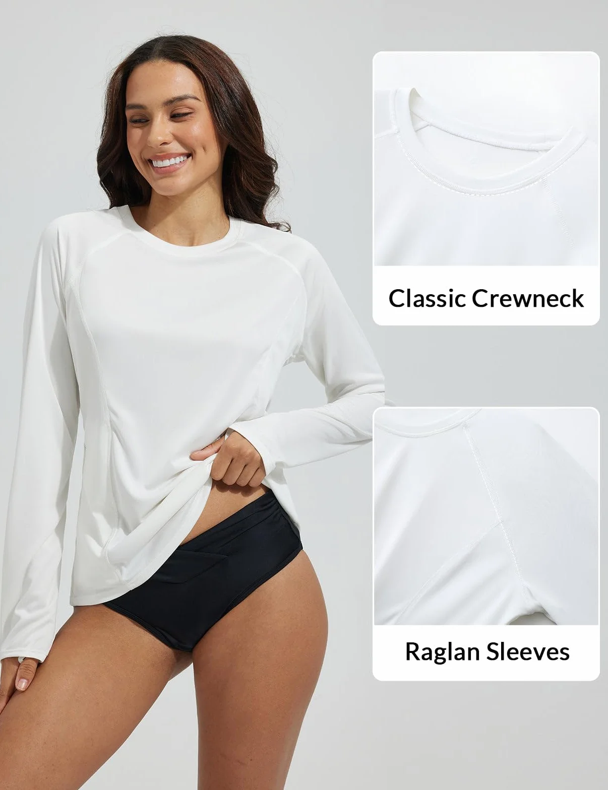BALEAF Rash Guard damskie koszule z długim rękawem ochrona przed promieniowaniem UV pływanie kajak koszule