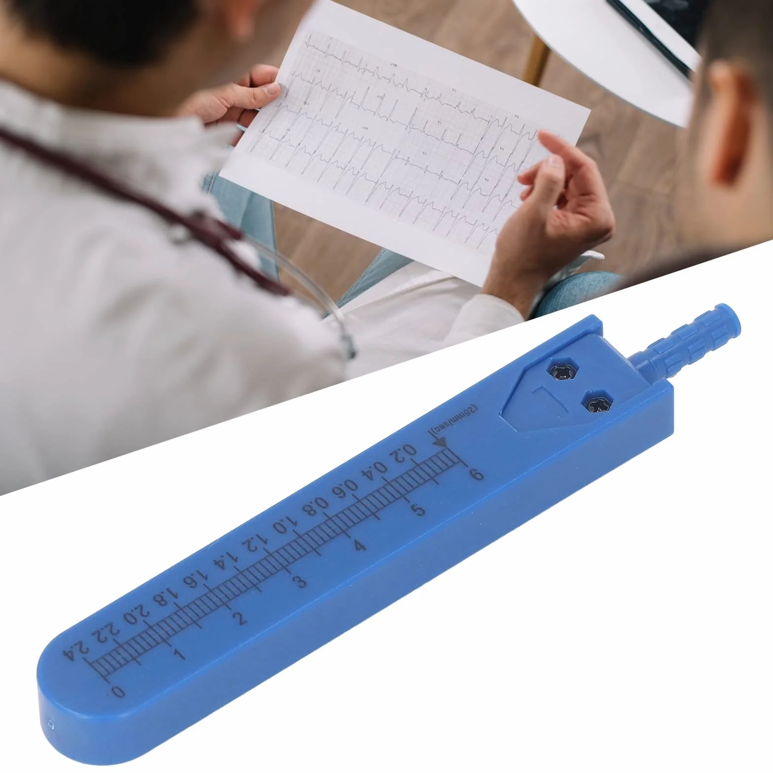 Suwmiarka medyczna EKG Caliper 0-2,4 cala, linijka pomiarowa ze stali nierdzewnej, podział EKG, linijka do pomiaru, opieka pielęgniarska, pomiar, elektrokardiograf z regulowanymi śrubami