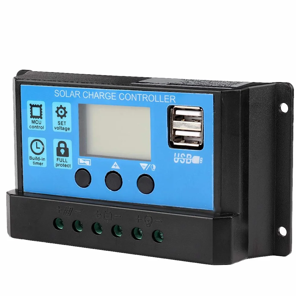 Kontroler ładowania solarnego, 60A/50A/40A/30A/20A/10A 12V 24V ABS automatyczny regulator ładowania słonecznego PWM (30A)