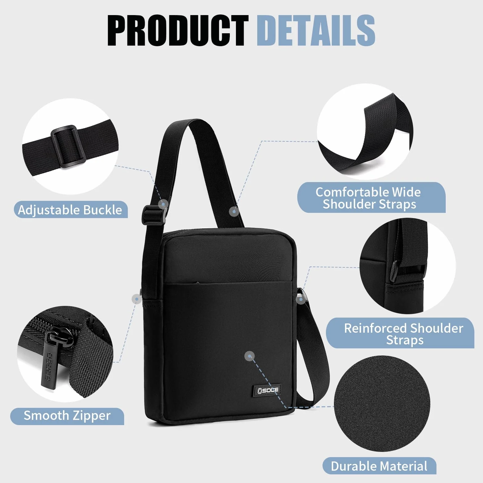 OSOCE Męska torba na ramię kurierska podróżna biznesowa wodoodporna crossbody