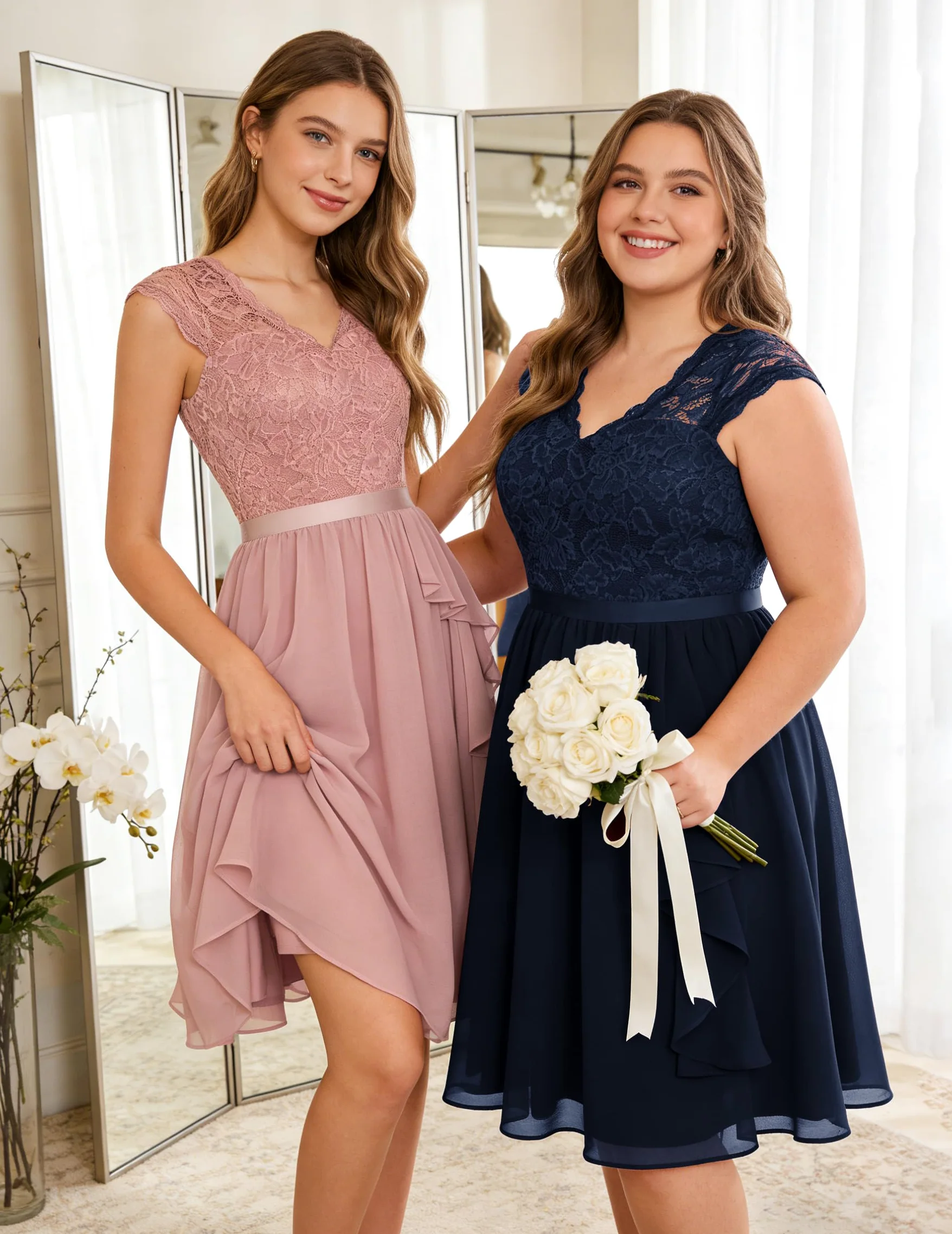 Wedtrend Elegancka sukienka koktajlowa, damska, wieczorowa, na wesele, elegancka, linia A, z falbankami