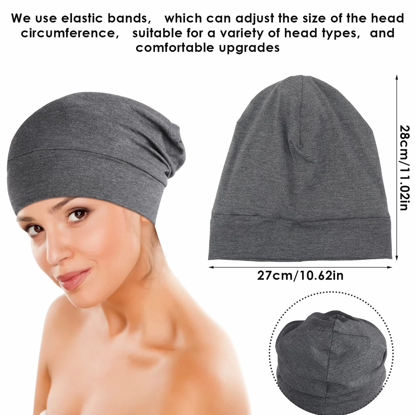 WLLHYF Jedwabna Czapka do Spania, 2 Sztuki, Miękkie Opaski do Włosów z Satyną Podszewką, Regulowany Turban, Pielęgniarska Czapka dla Kręconych Włosów, Chemioterapia, dla Kobiet