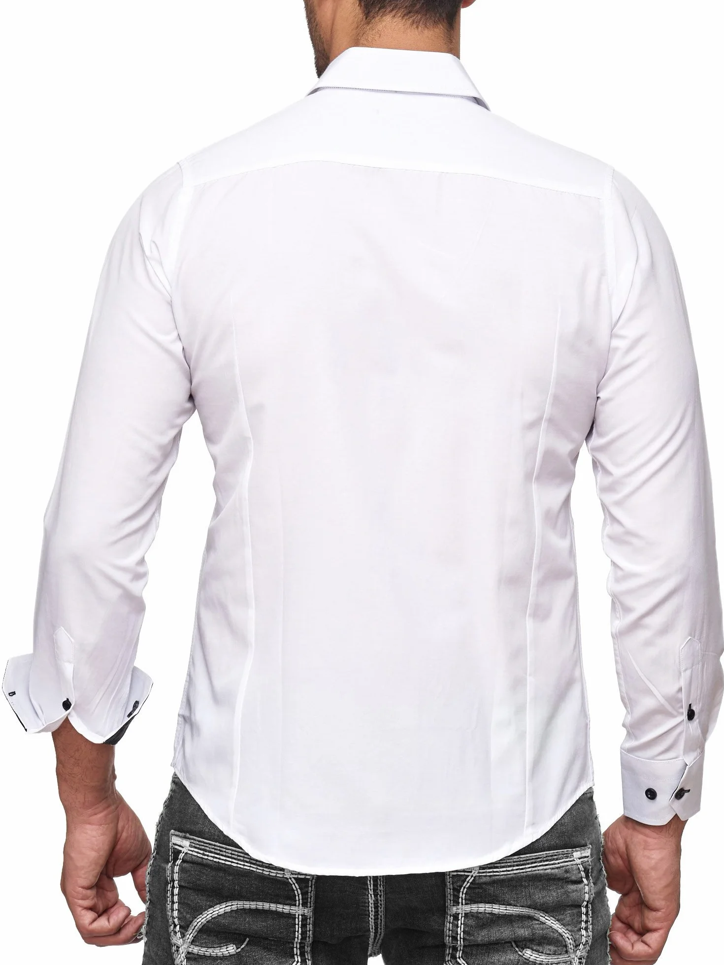 Baxboy Koszula męska, slim fit, łatwa do prasowania, do garnituru, biznesu, na wesele, do noszenia w czasie wolnym, koszula z długim rękawem dla mężczyzn z długim rękawem R-44