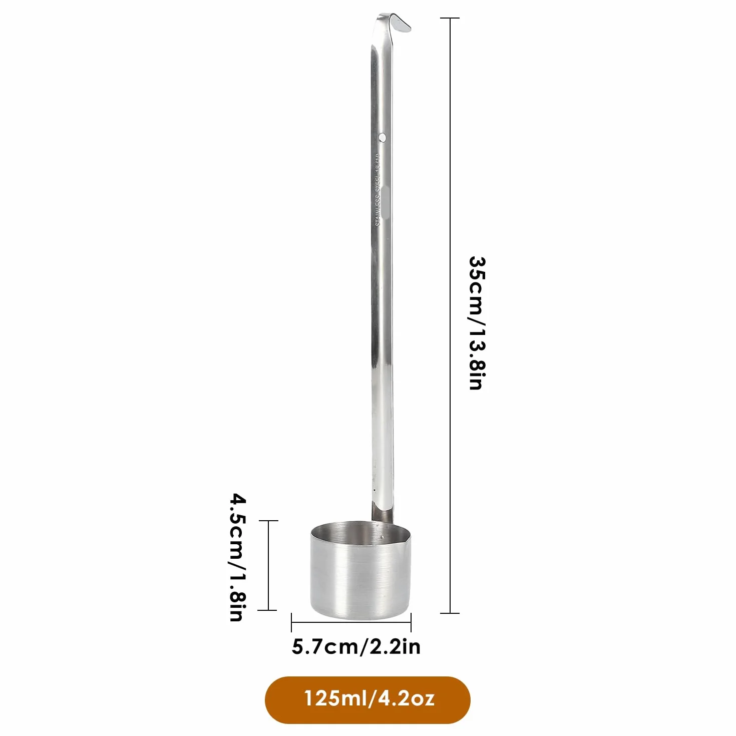 Chochla Do Wina, łyżka Ze Stali Nierdzewnej Czerpak Do Wina Długa Rączka Chochla Z Haczykiem, Miarka Chochla 25 Ml, 50 Ml, 125 Ml, 250 Ml, 500 Ml(125ML)