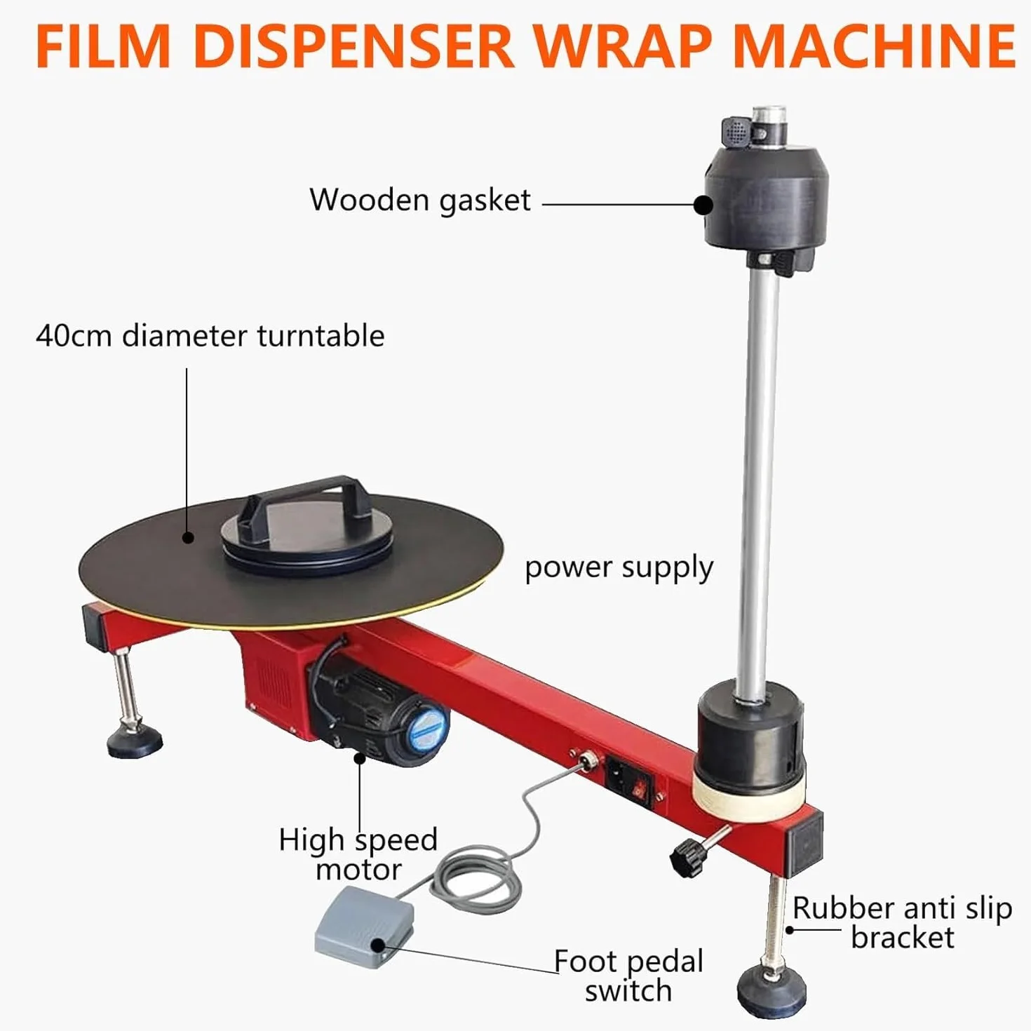 Electric Stretch Film Wrapping Machine Bench,Turntable Diameter Double Shaft Electric Film Wrapping Machine for Pallet Packing Industrial Stretch Film Wrapper Semi-Automatic