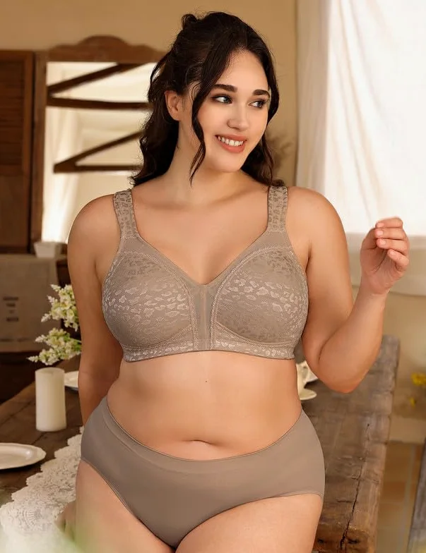 Deyllo Damski biustonosz minimalizujący komfort plus size bez fiszbin bez fiszbin