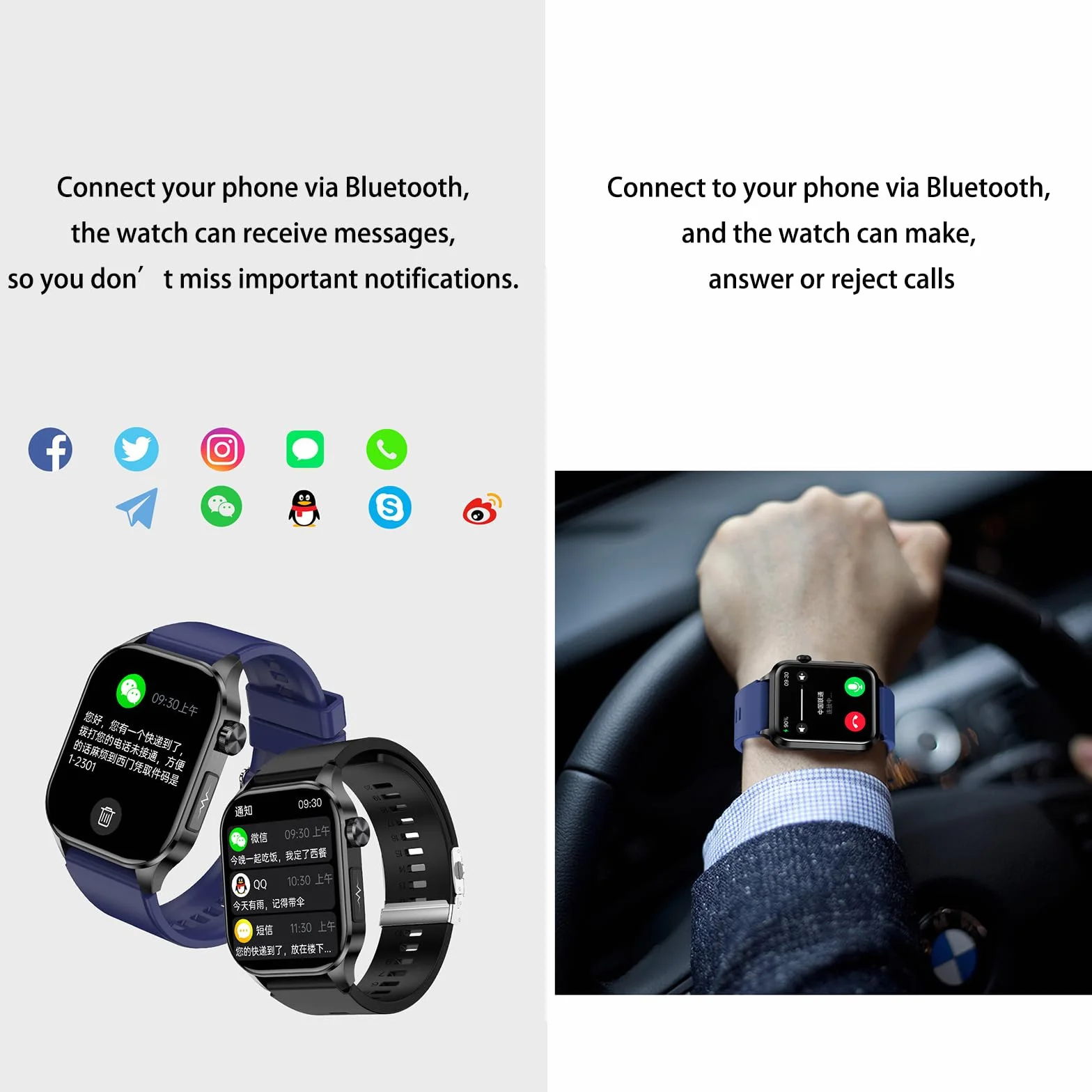 Smartwatch Dla Mężczyzn I Kobiet Ekran HD 2,04 Cala SOS Połączenia Bluetooth Tracker Fitness Monitorowanie Temperatury Ciała W Czasie Rzeczywistym I Zdrowego Snu Krokomierz Dla IOS/Android,B