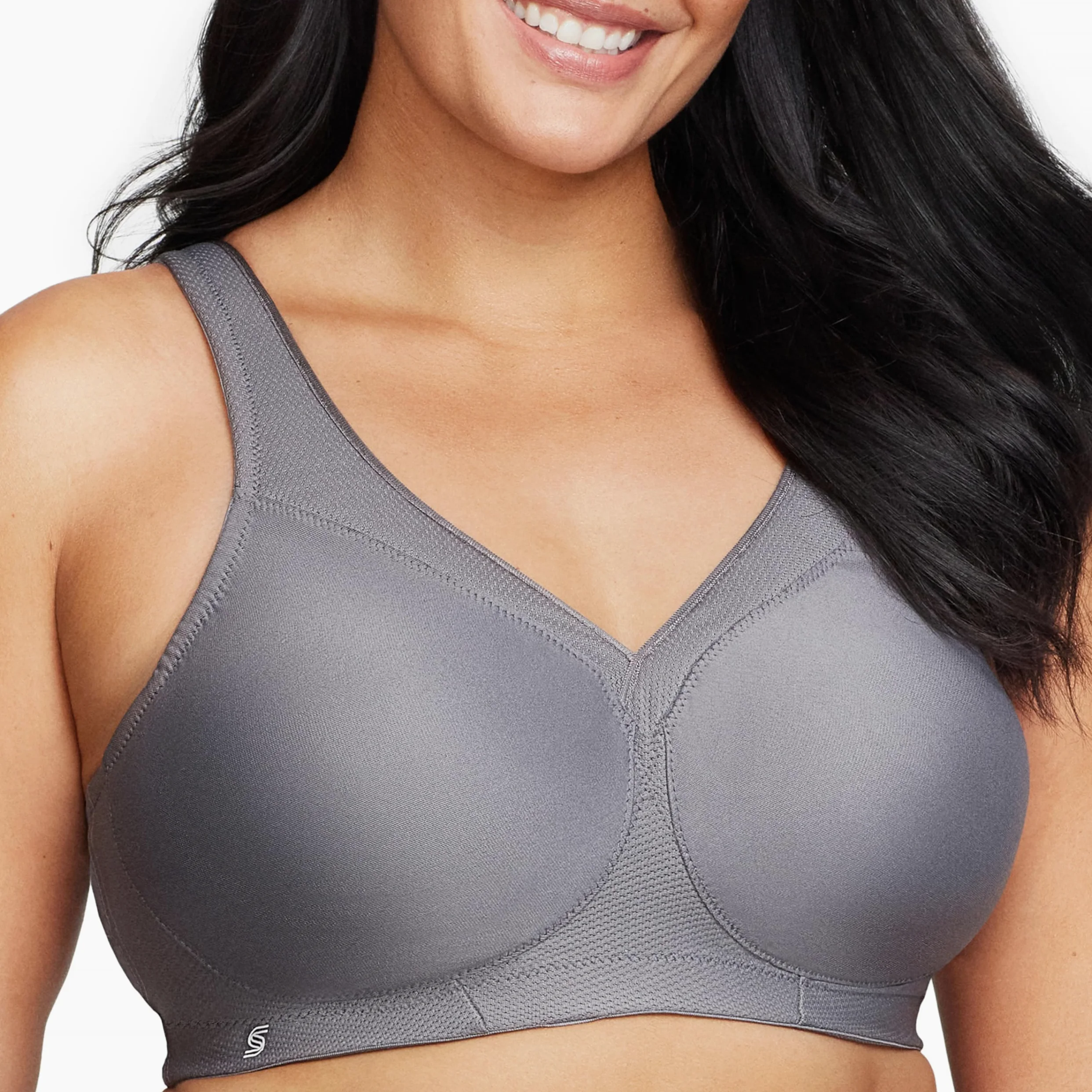 Glamorise Damski biustonosz sportowy Plus Size MagicLift bez fiszbin 1006, Grafitowy szary, 115C