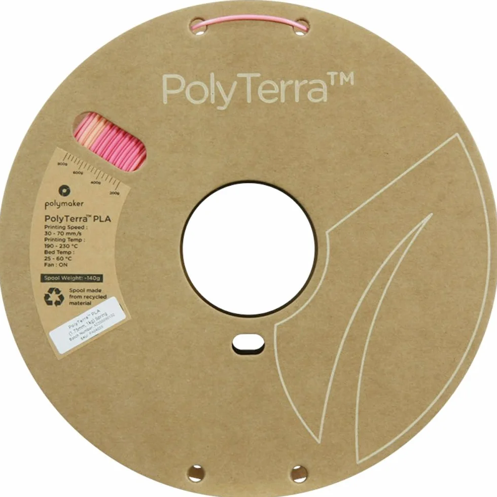 Polymaker Matowy filament PLA 1,75 mm wiosna, różowy, wielokolorowy, gradient, 1,75 PLA, filament do drukarki 3D, 1 kg, PolyTerra 1,75 PLA Filament matowy, gradient sprężynowy, filament do drukowania