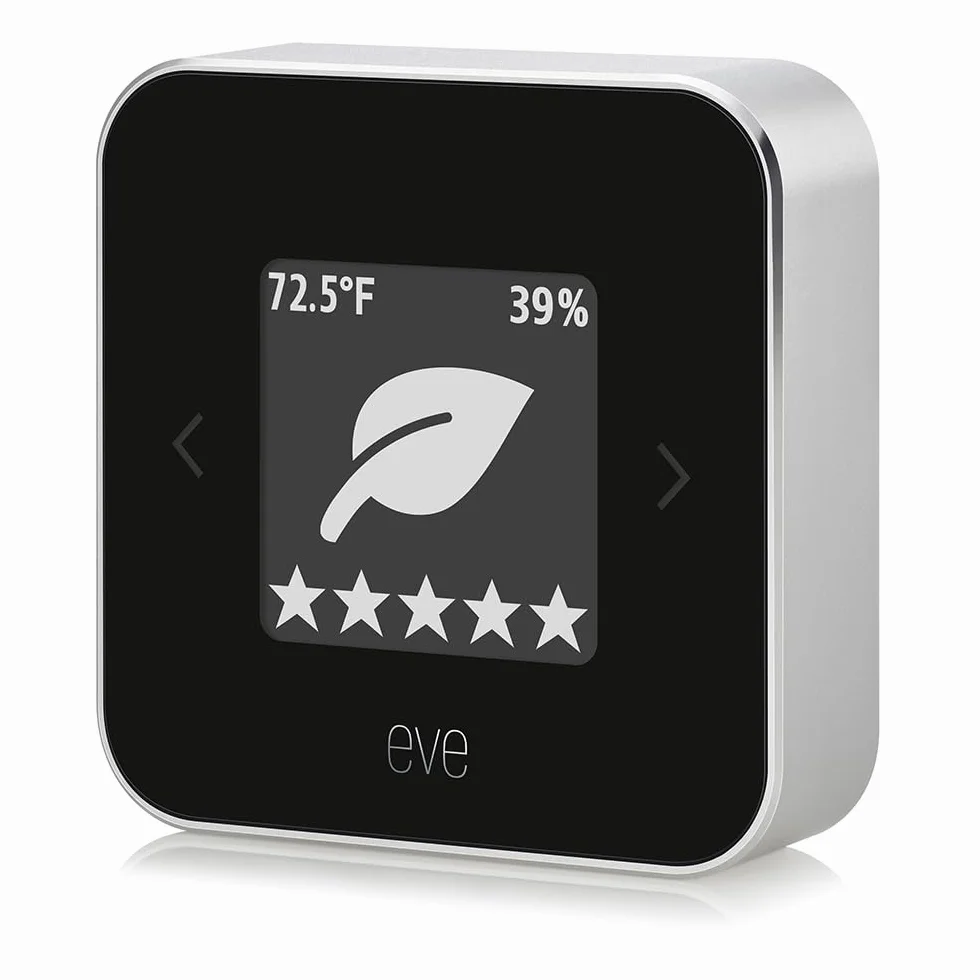 Eve Pomieszczenie: Czujnik jakości powietrza do monitorowania jakości powietrza (LZO), temperatury i wilgotności, technologia Apple HomeKit, Bluetooth, gwint