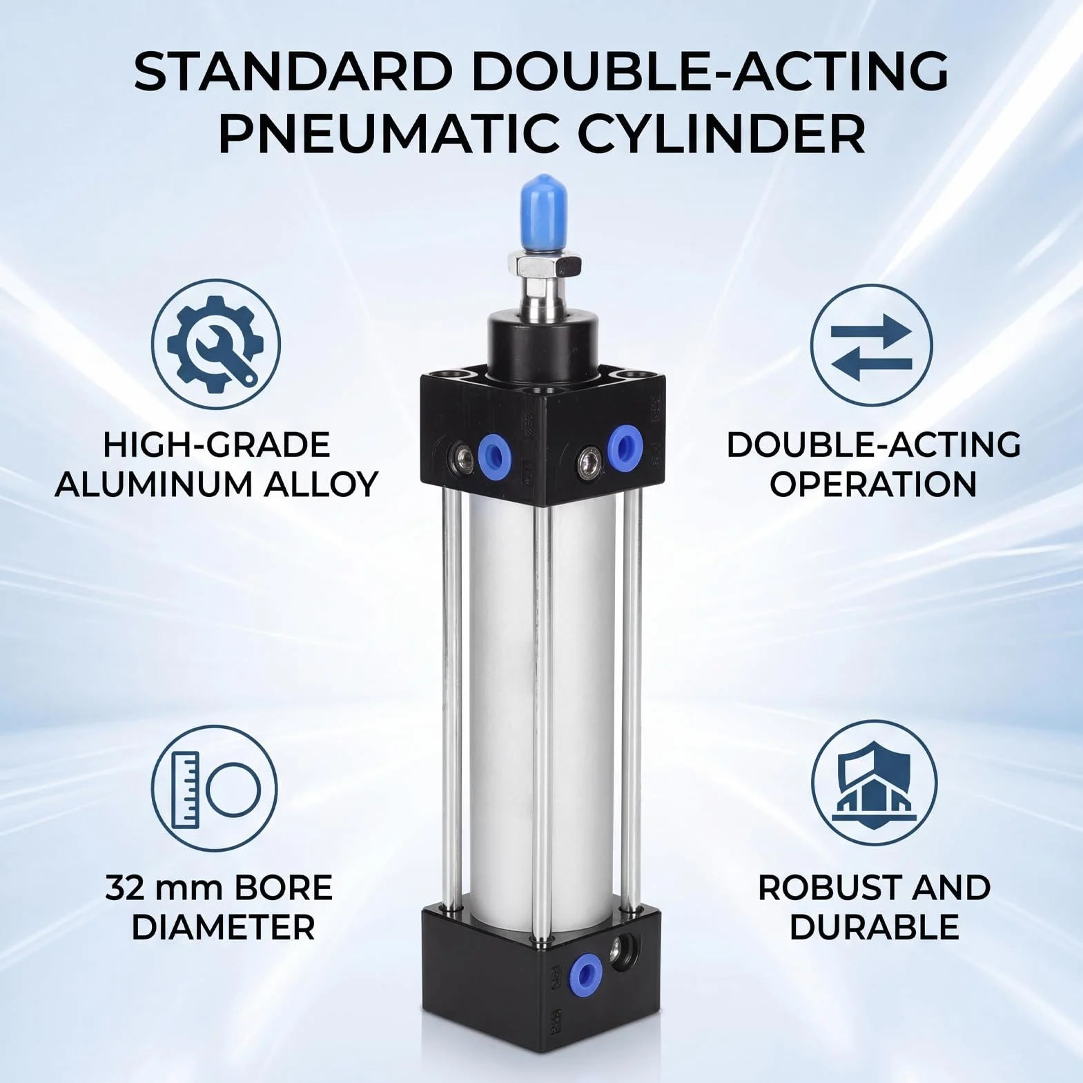 SC32 standardowy aluminiowy cylinder powietrzny SC32X75 Pneumatyczny siłownik z podwójnym tłokiem działającym 32 mm otwór 75 mm Udar Udarów przemysłowych Cylinder Pneumatyczny (SC32X75)