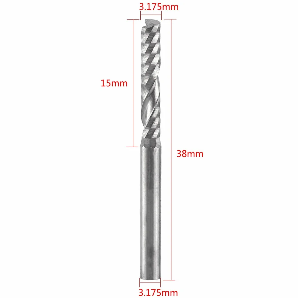 10 szt. frezy z wolframu z węglików spiekanych drobne frezy CNC obrotowe frezowanie zestaw bitów do cięcia drewna akrylowego 3,175 x 15 mm