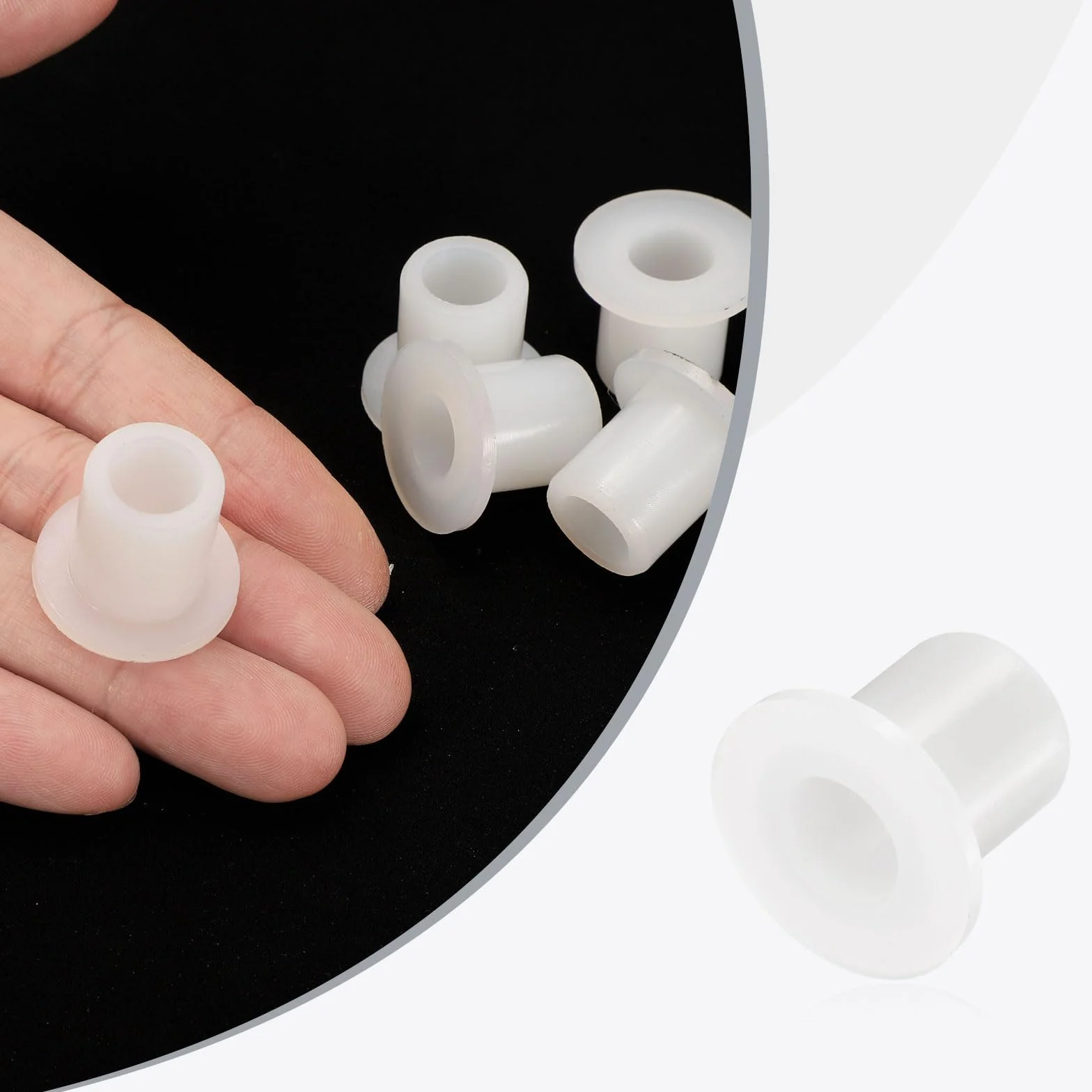 QUARKZMAN 12 szt. tuleje kołnierzowe tworzywo sztuczne łożysko ślizgowe ID 10,7 mm x OD 16 mm x długość 20 mm tuleje nylonowe, białe