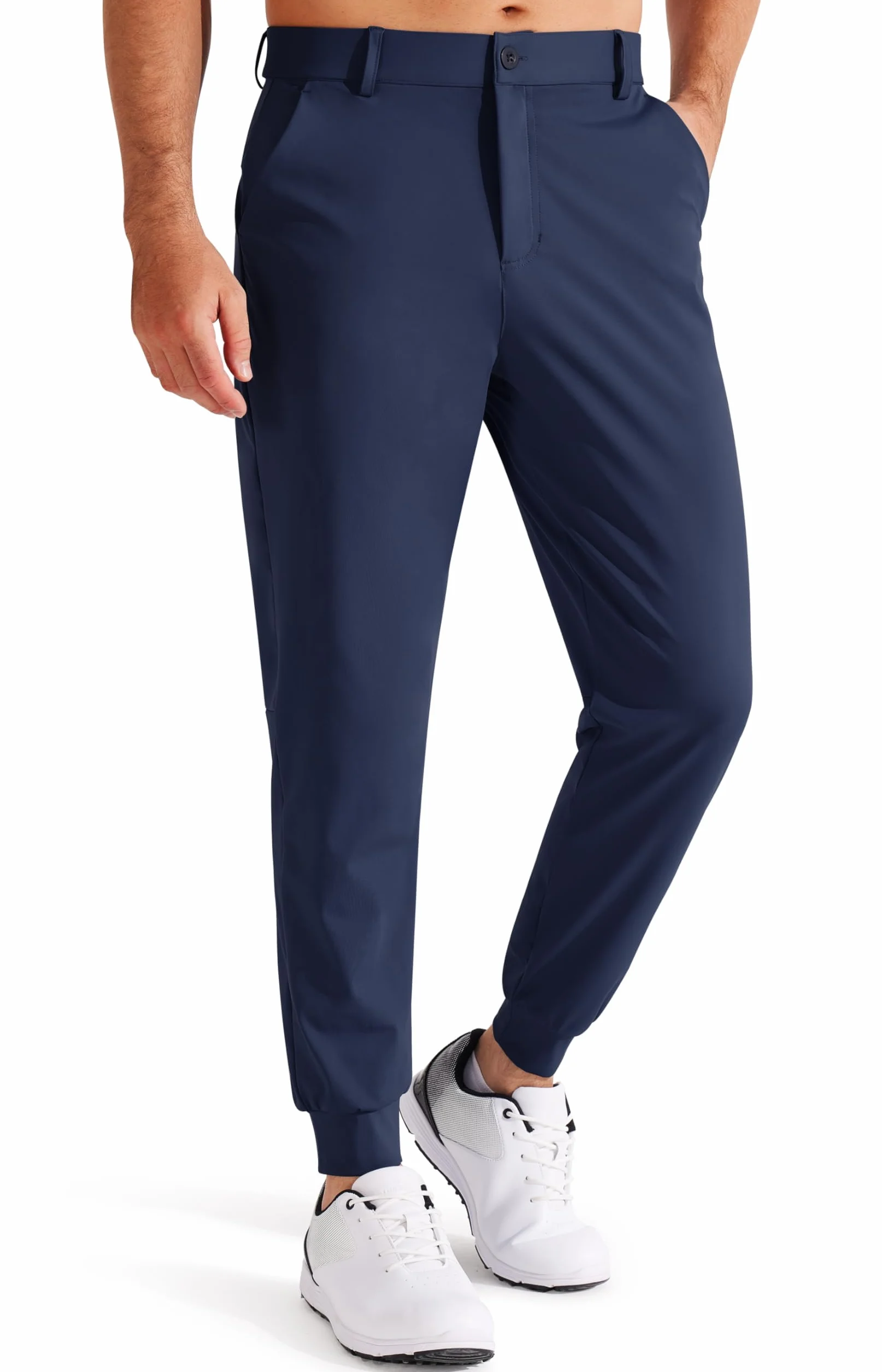 Libin Męskie spodnie golfowe joggery lekkie 3 kieszenie slim fit miękkie rozciągliwe zwężane sukienka robocza sportowa