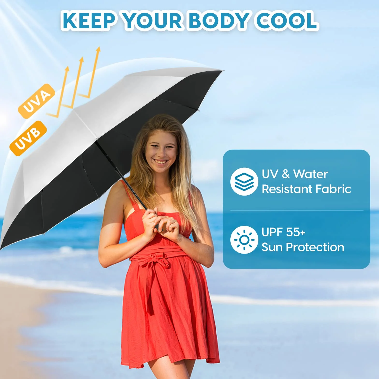 ZOMAKE Parasol Przeciwsłoneczny,Parasol z Ochroną UV UPF 50+,Automatyczny Parasolka do Samodzielnego Otwierania i Zamykania,Mały Parasolka z Powłoką Srebrną,Kompaktowy dla Kobiet,Mężczyzn i Rodziny