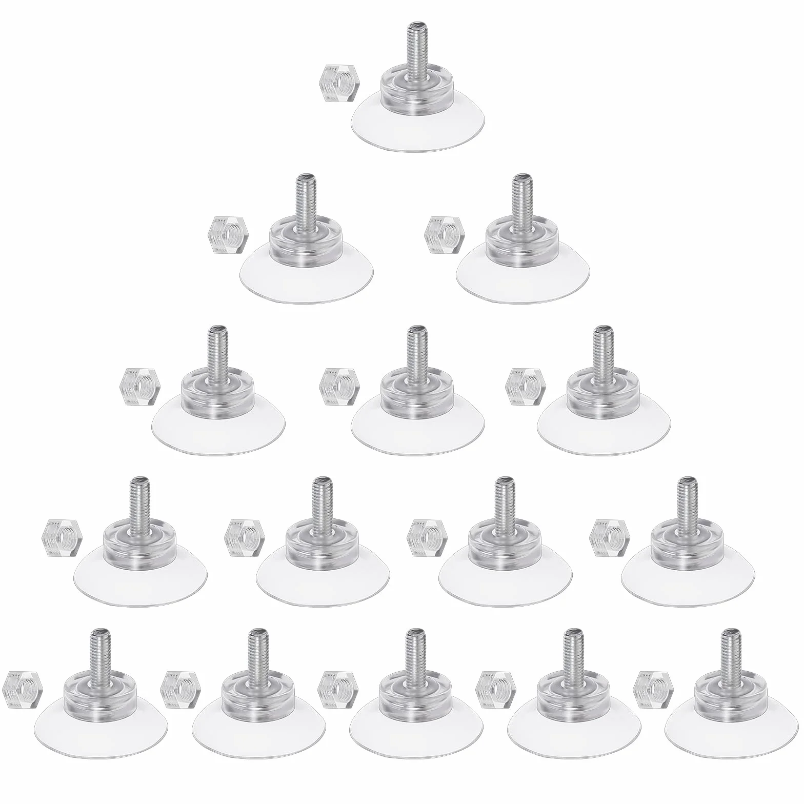 15 sztuk przyssawek z gwintem i śrubą, 34 mm szklane przyssawki przezroczyste PVC przyssawki podkładki śruby przyssawka podkładka z przyssawką do łazienki, ściany, drzwi, okna
