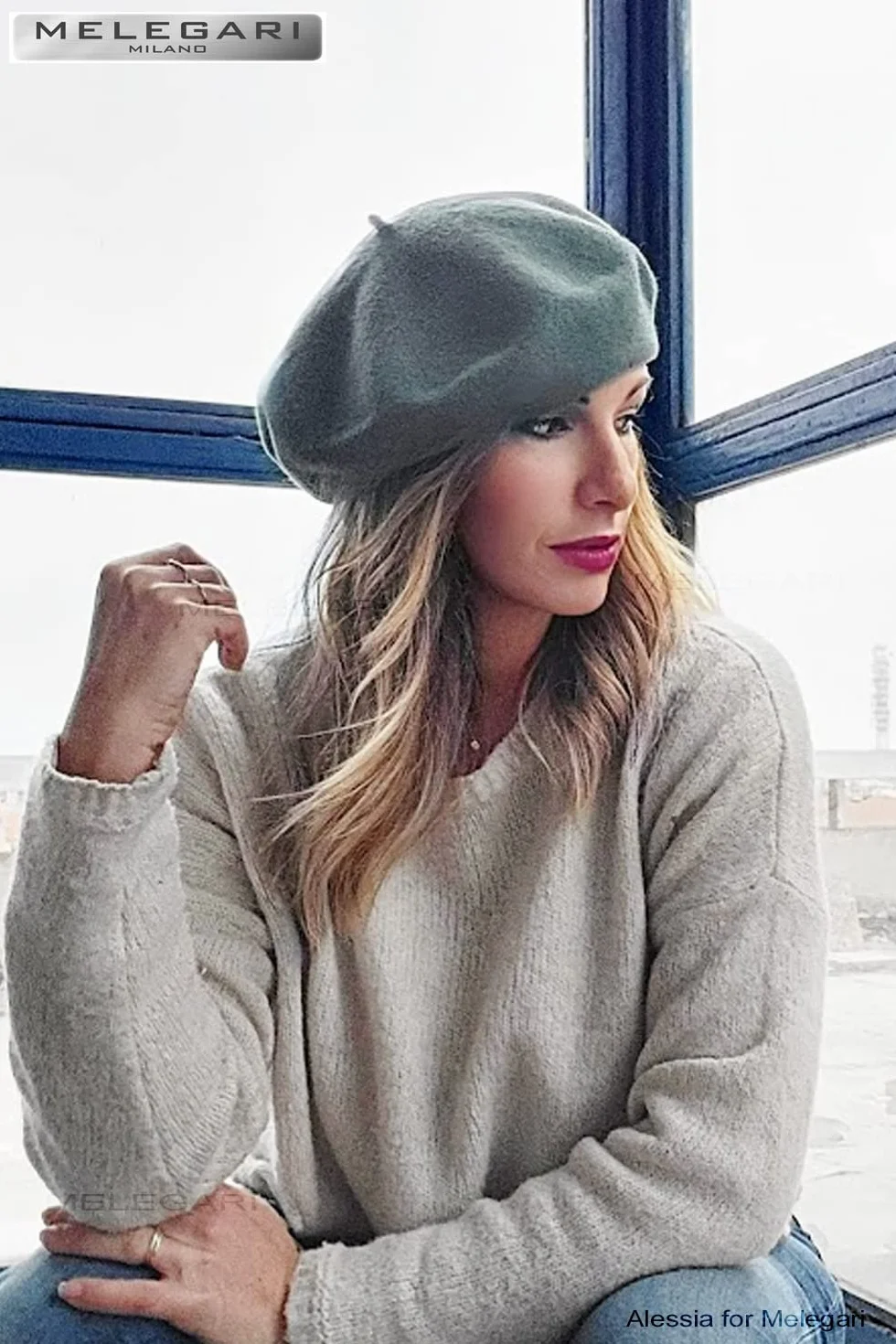 MELEGARI Czapka beanie damska | 100% wełna | Margie Beret | Wyprodukowano w UE