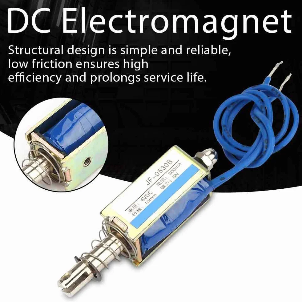 Push-pull elektromagnes 12V elektromagnes otwarta rama Typ sterowania automatyki 6/12/24V DC 300mA DC Pulower elektromagnet 5N wysuwany zakres 10mm (6V)