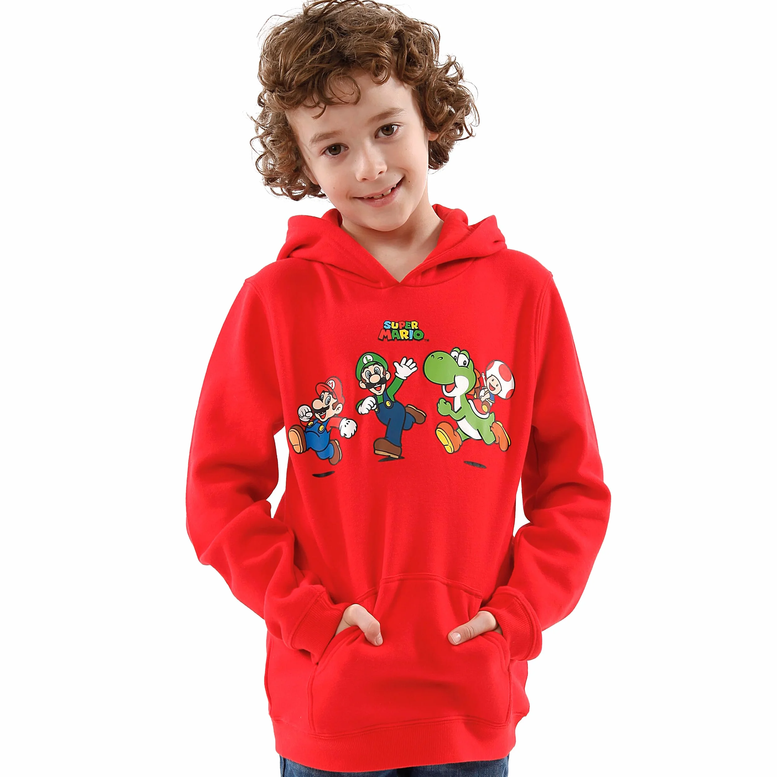 Bluza z kapturem Super Mario | Chłopięca bluza z kapturem Mario i Luigi | Bluzy chłopięce Yoshi | Oficjalne towary Mario