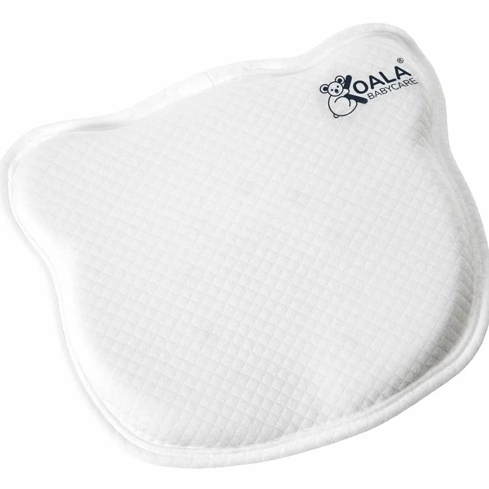 Zdejmowana poduszka dla noworodka Plagiocephaly (z dwoma poszewkami) do profilaktyki i leczenia płaskiej głowy z pianki memory - biała - wzór zarejestrowany KBC